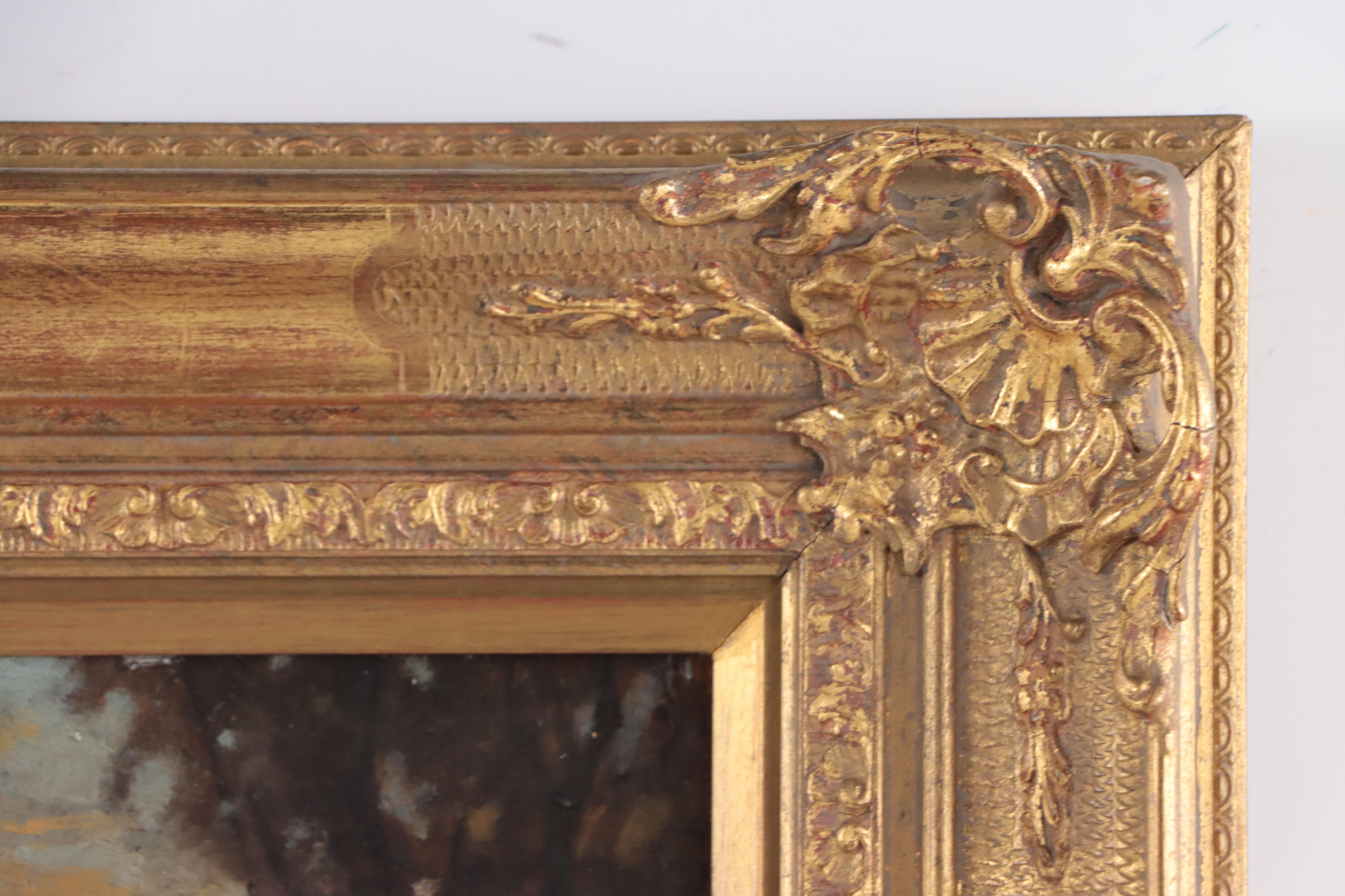 Tonalist Landscape Oil Painting "Dark Trees in Glade," Circa 1900