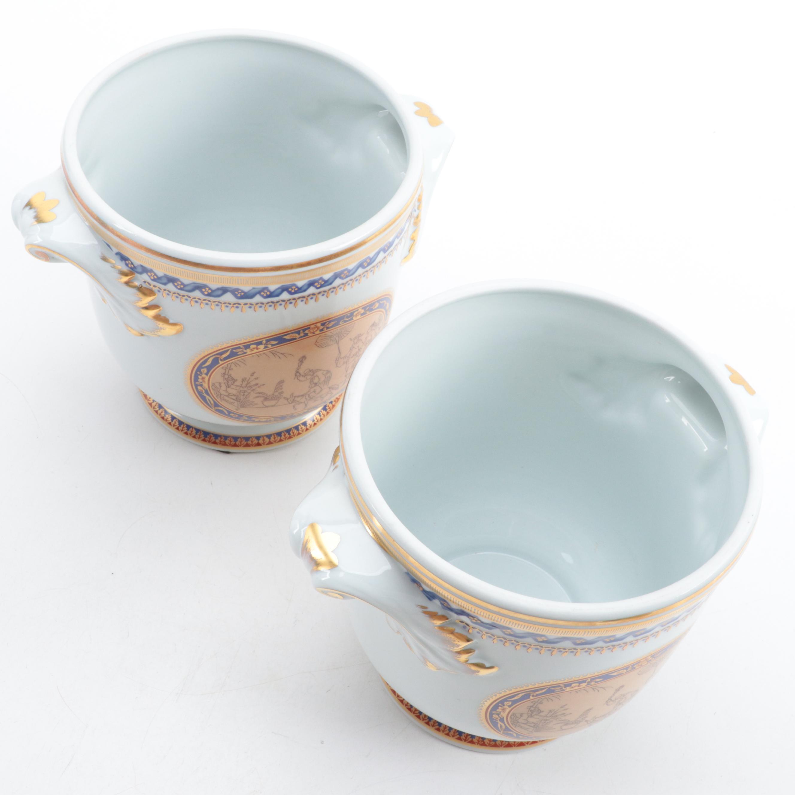 Mottahedeh "Chinoise Blue" Porcelain Cache Pots