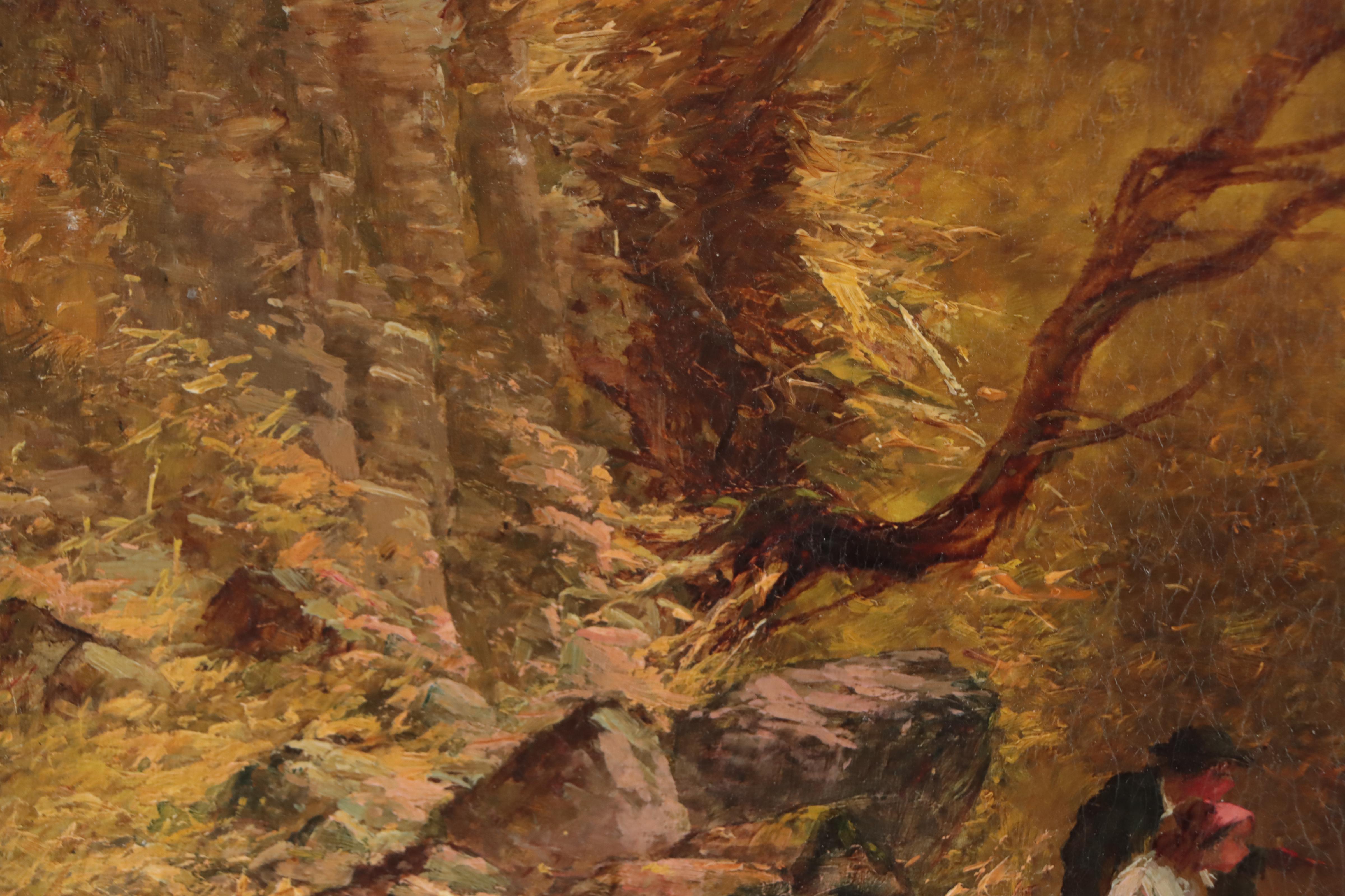 Thomas Dingle Forest Riverscape Oil Painting "The Kingfisher's Haut"