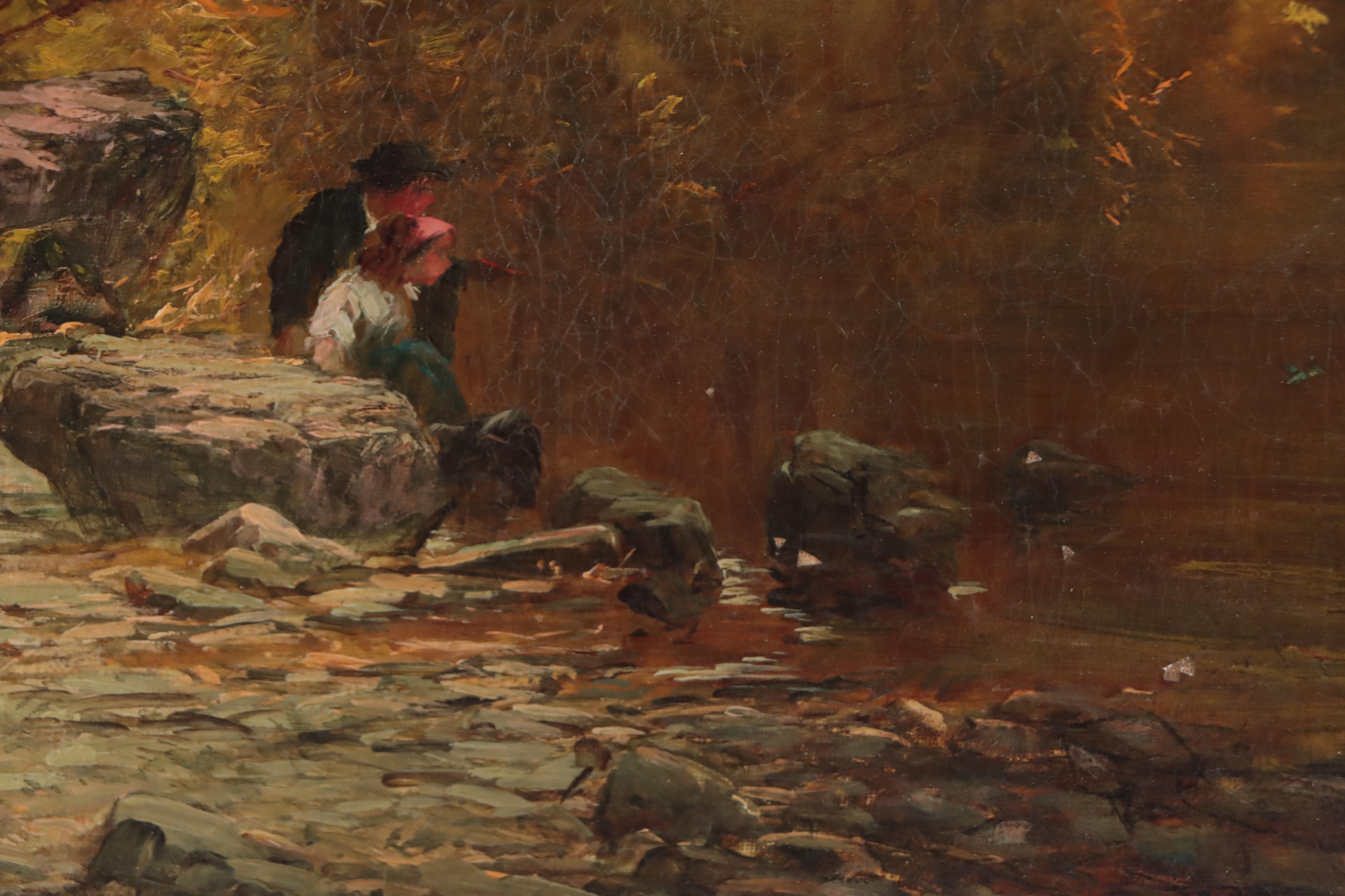 Thomas Dingle Forest Riverscape Oil Painting "The Kingfisher's Haut"