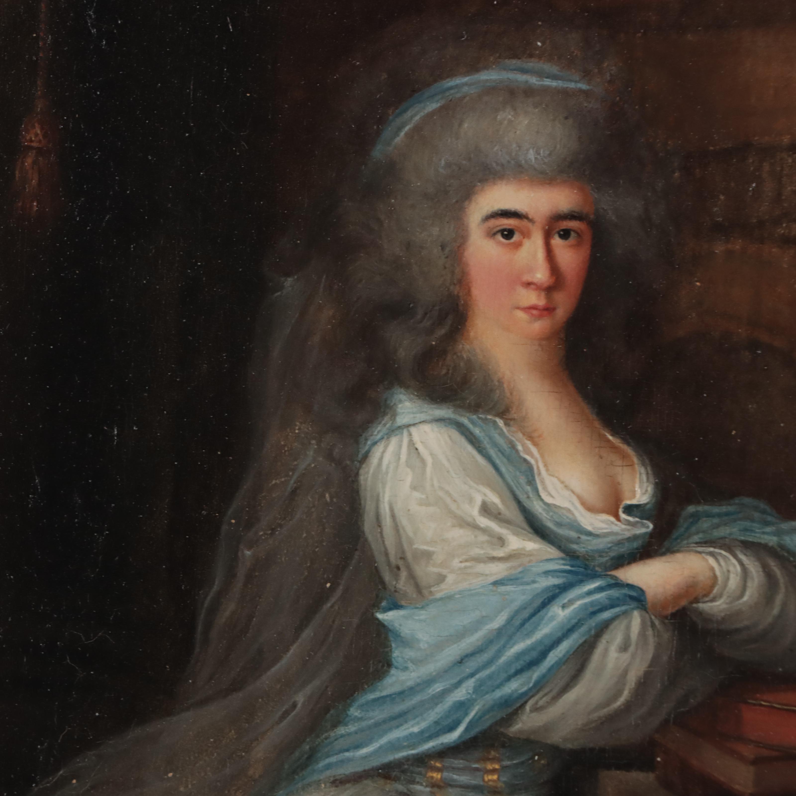 Germain-Joseph Hallez Portrait Oil Painting of a Lady, 1787