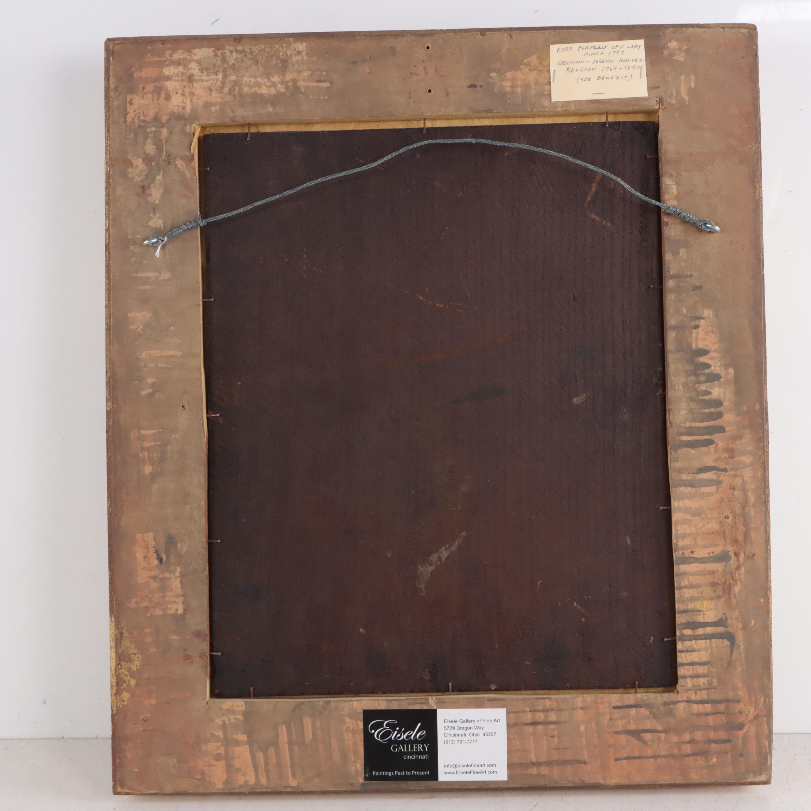 Germain-Joseph Hallez Portrait Oil Painting of a Lady, 1787