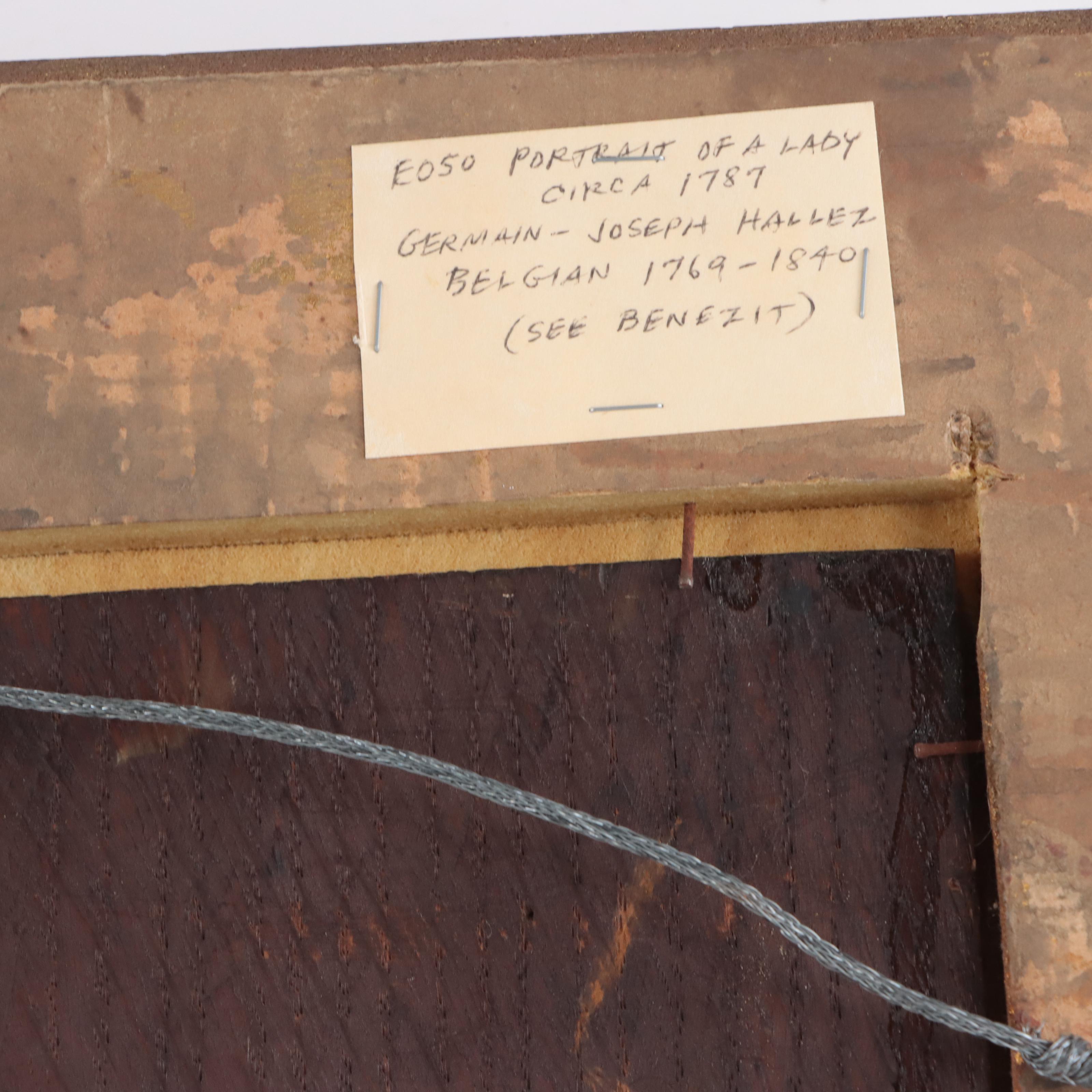 Germain-Joseph Hallez Portrait Oil Painting of a Lady, 1787