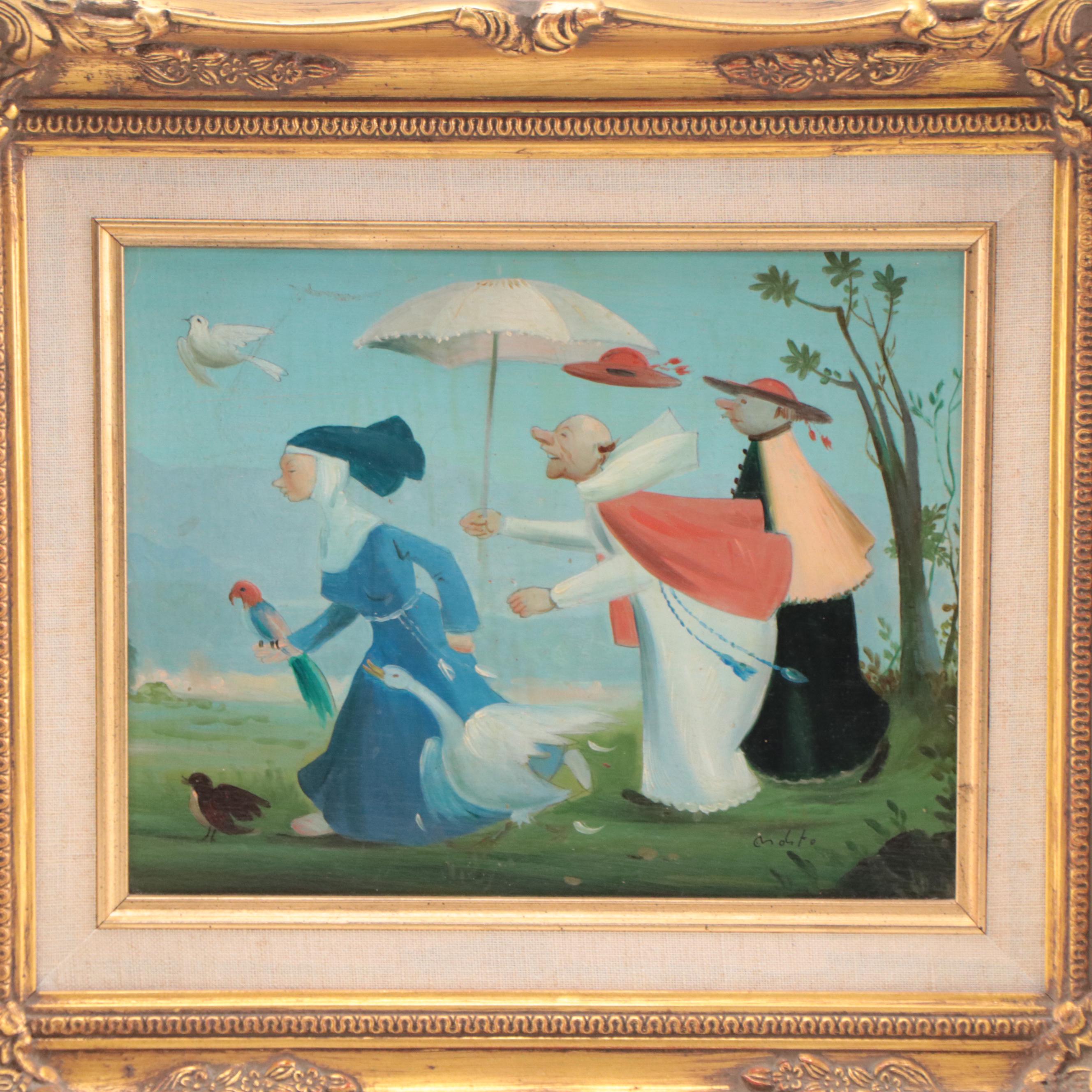 Pietro Ardito Oil Painting of Religious Figures Running