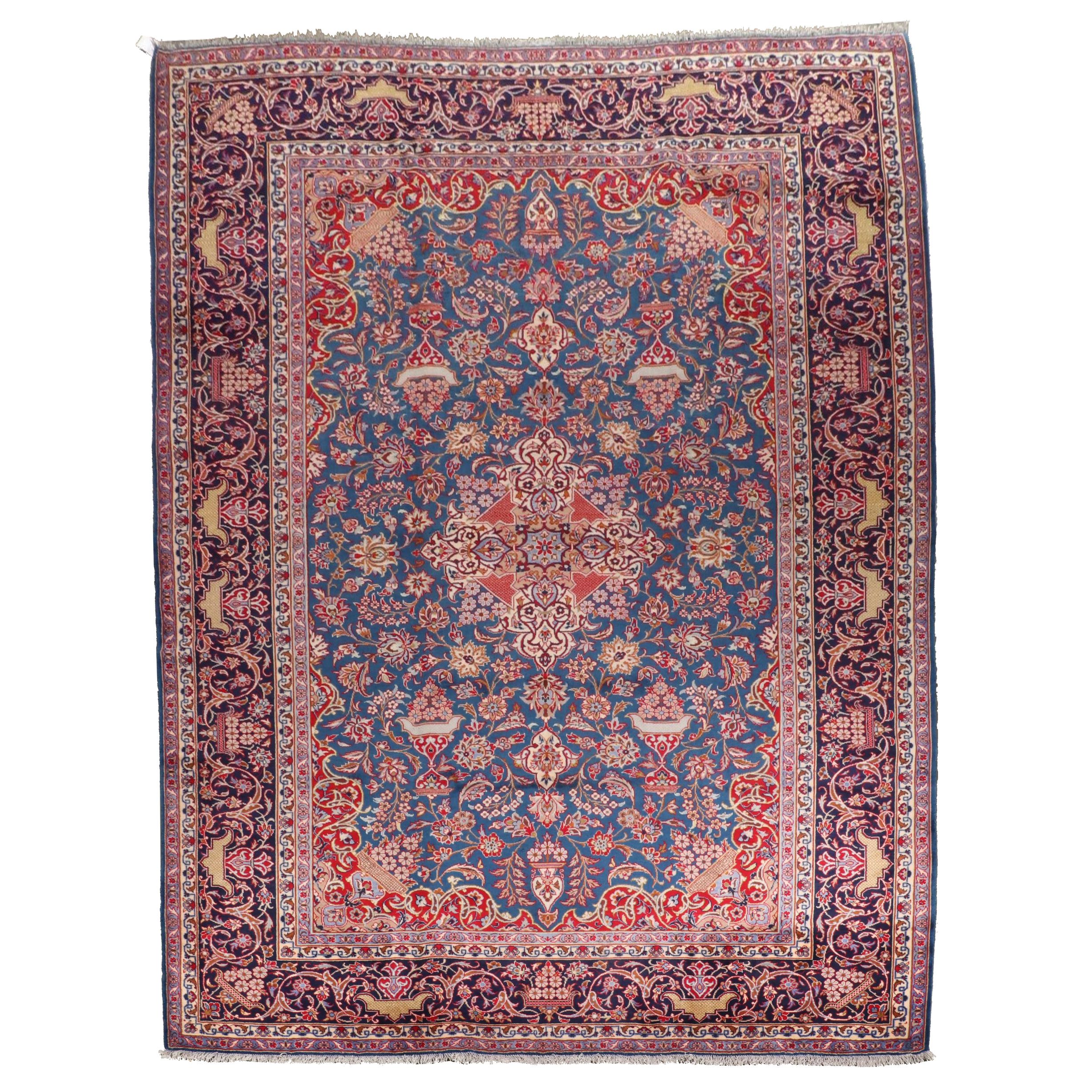 10'2 x 13'11 Hand-Knotted Persian Kashan Room Sized Rug