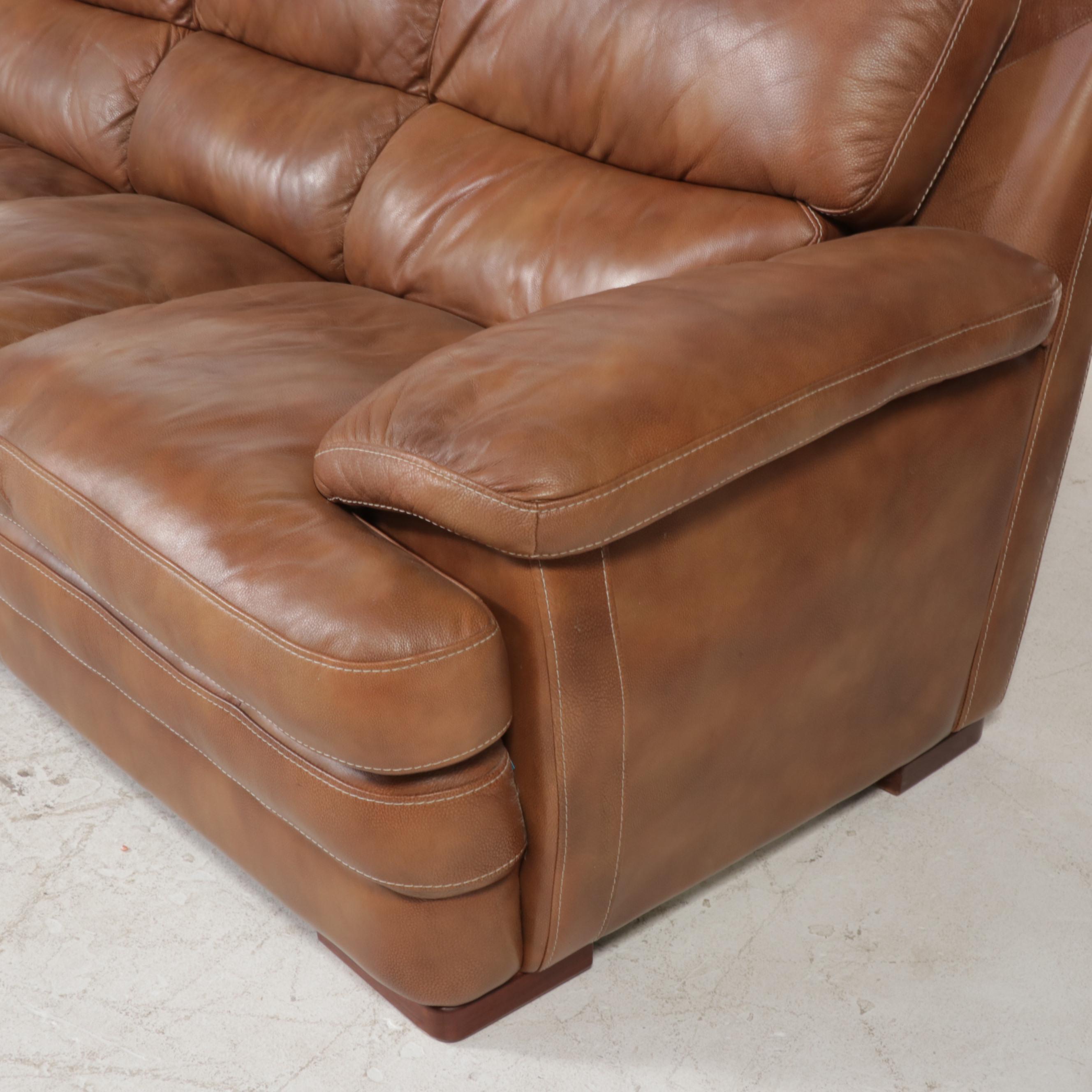 Flexsteel "Lattitudes Collection" Leather Three-Seat Sofa