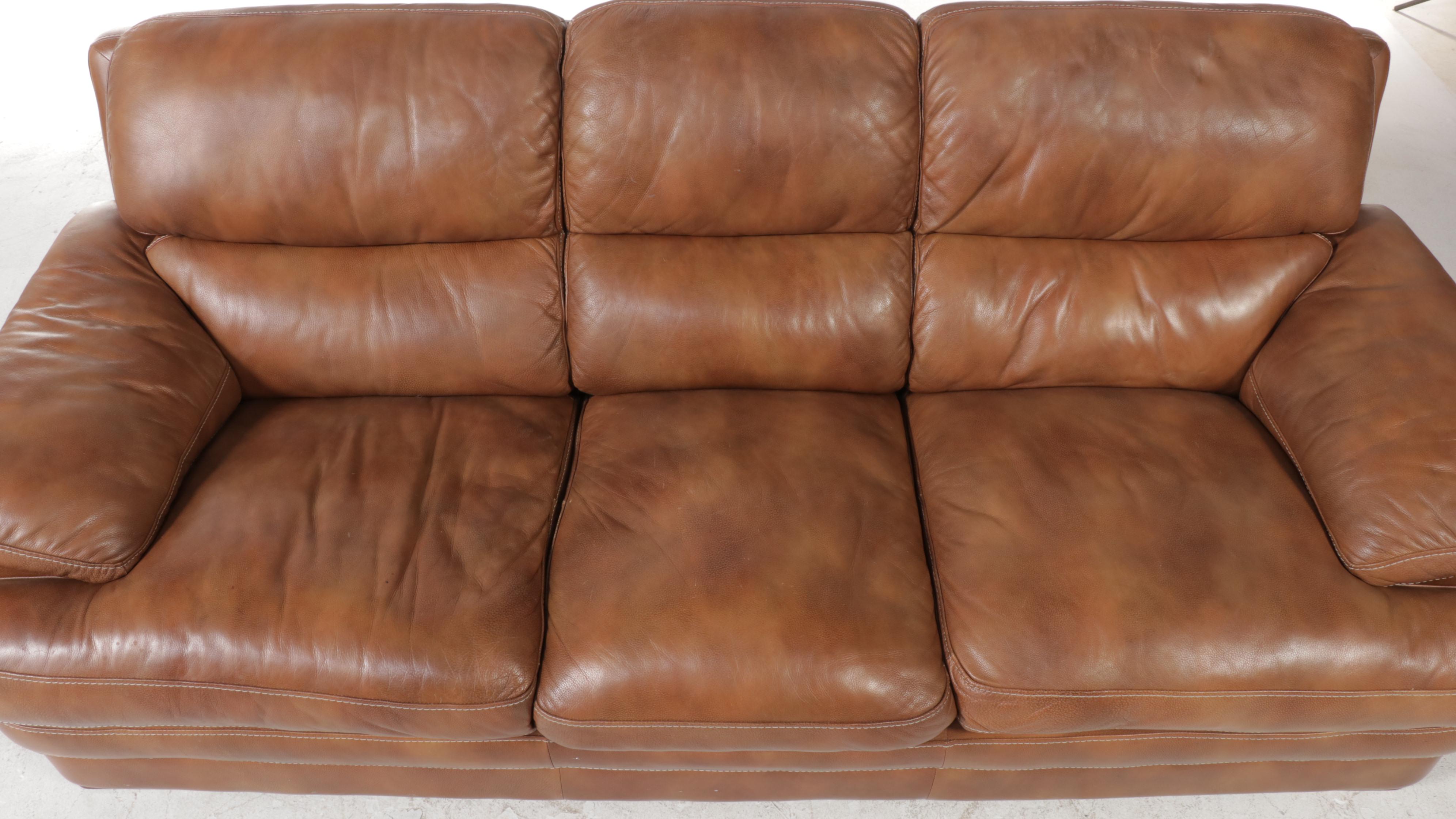 Flexsteel "Lattitudes Collection" Leather Three-Seat Sofa