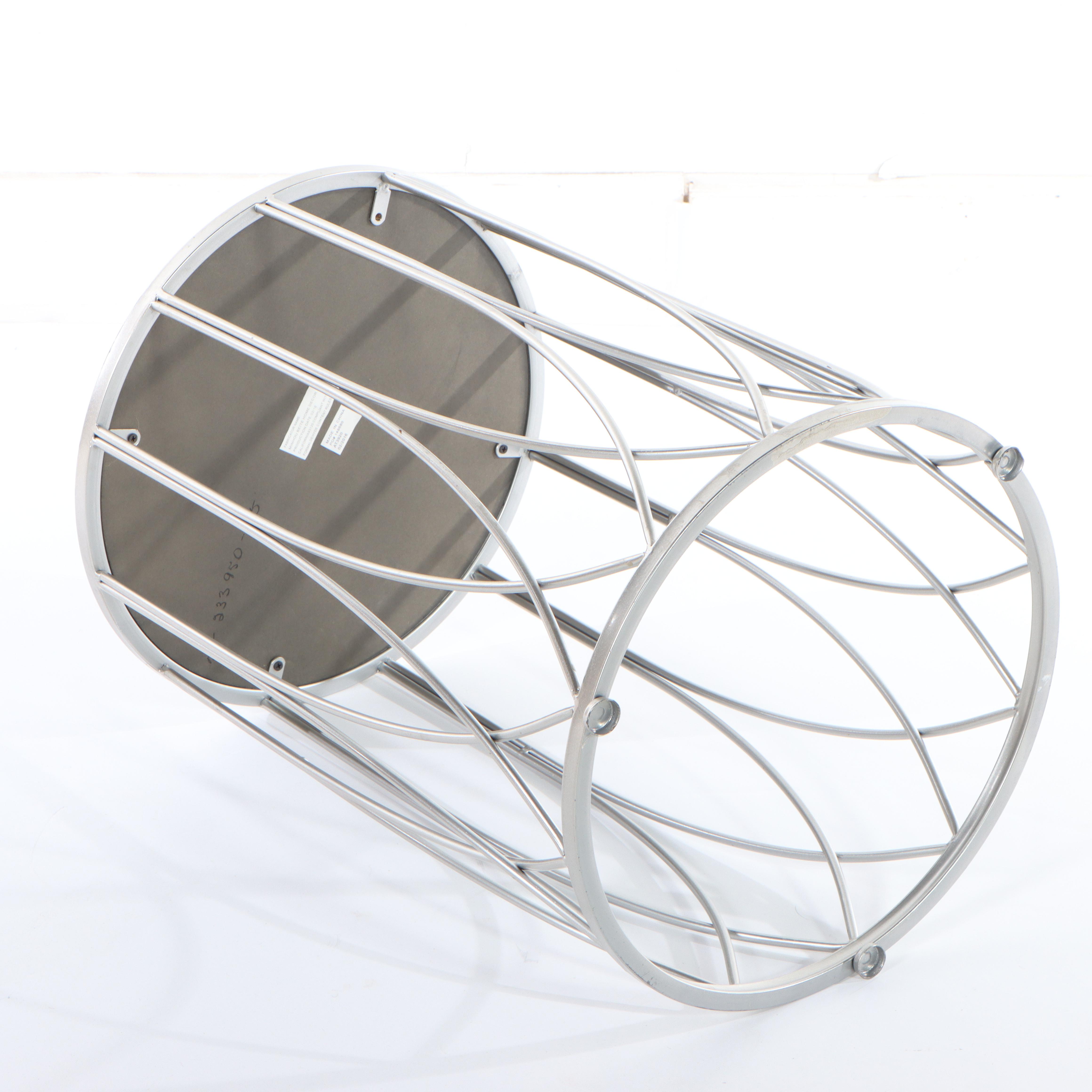 Modernist Style Silver-Gilt Metal and MIrrored Glass Side Table