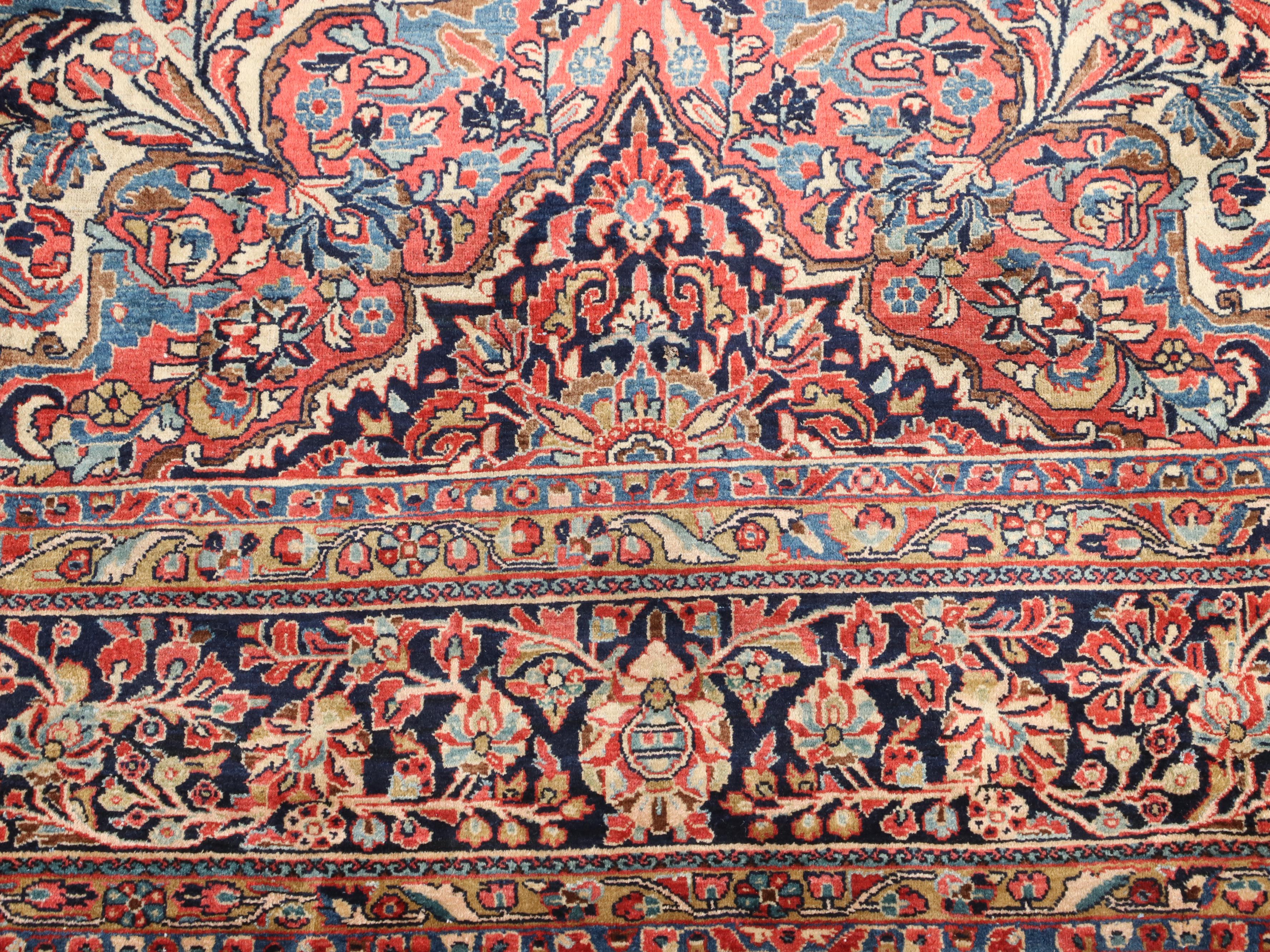 10'3 x 14'6 Hand-Knotted Persian Kashan Farahan Room Sized Rug
