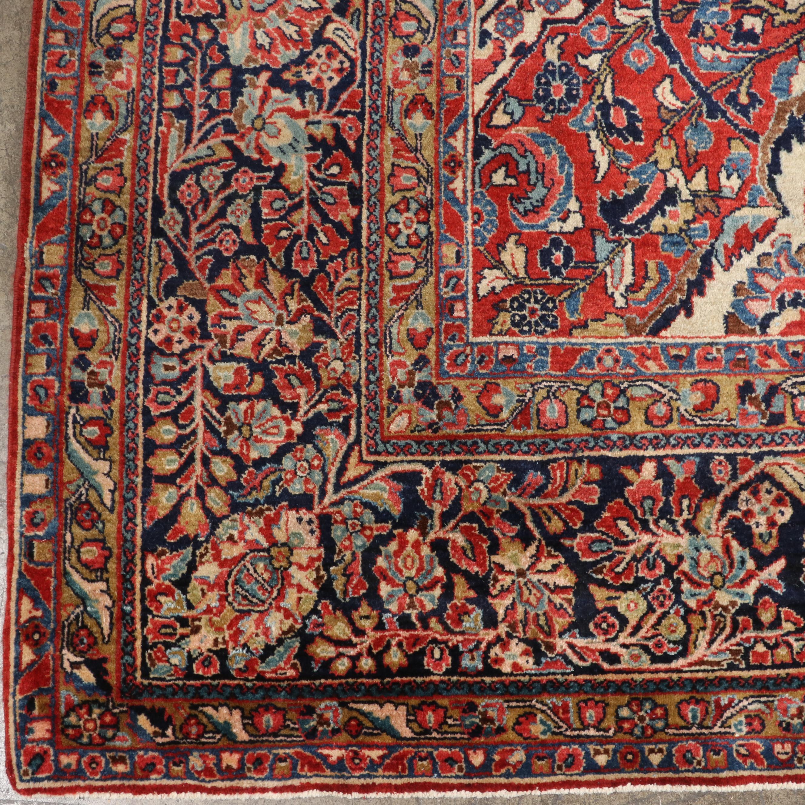 10'3 x 14'6 Hand-Knotted Persian Kashan Farahan Room Sized Rug