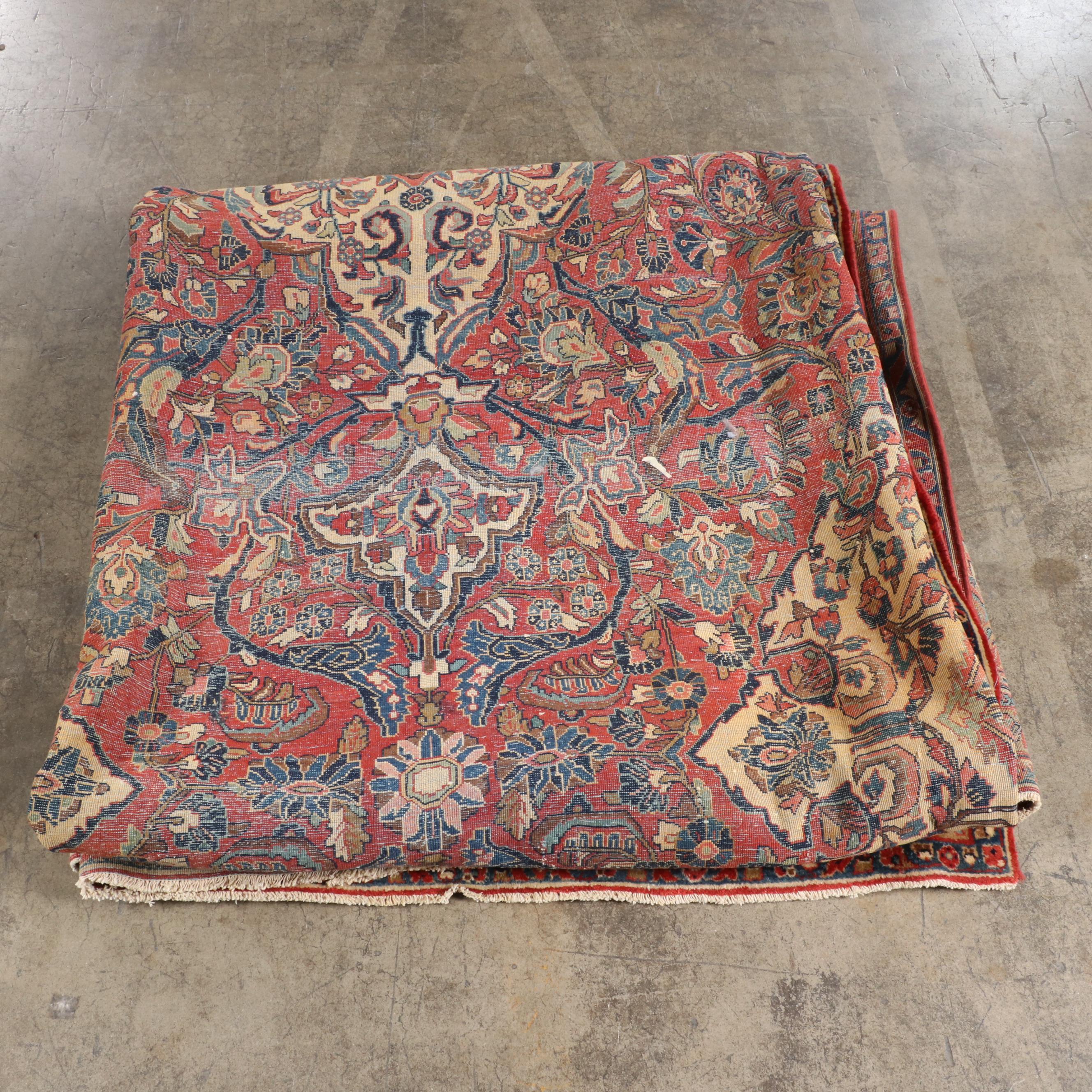 10'3 x 14'6 Hand-Knotted Persian Kashan Farahan Room Sized Rug