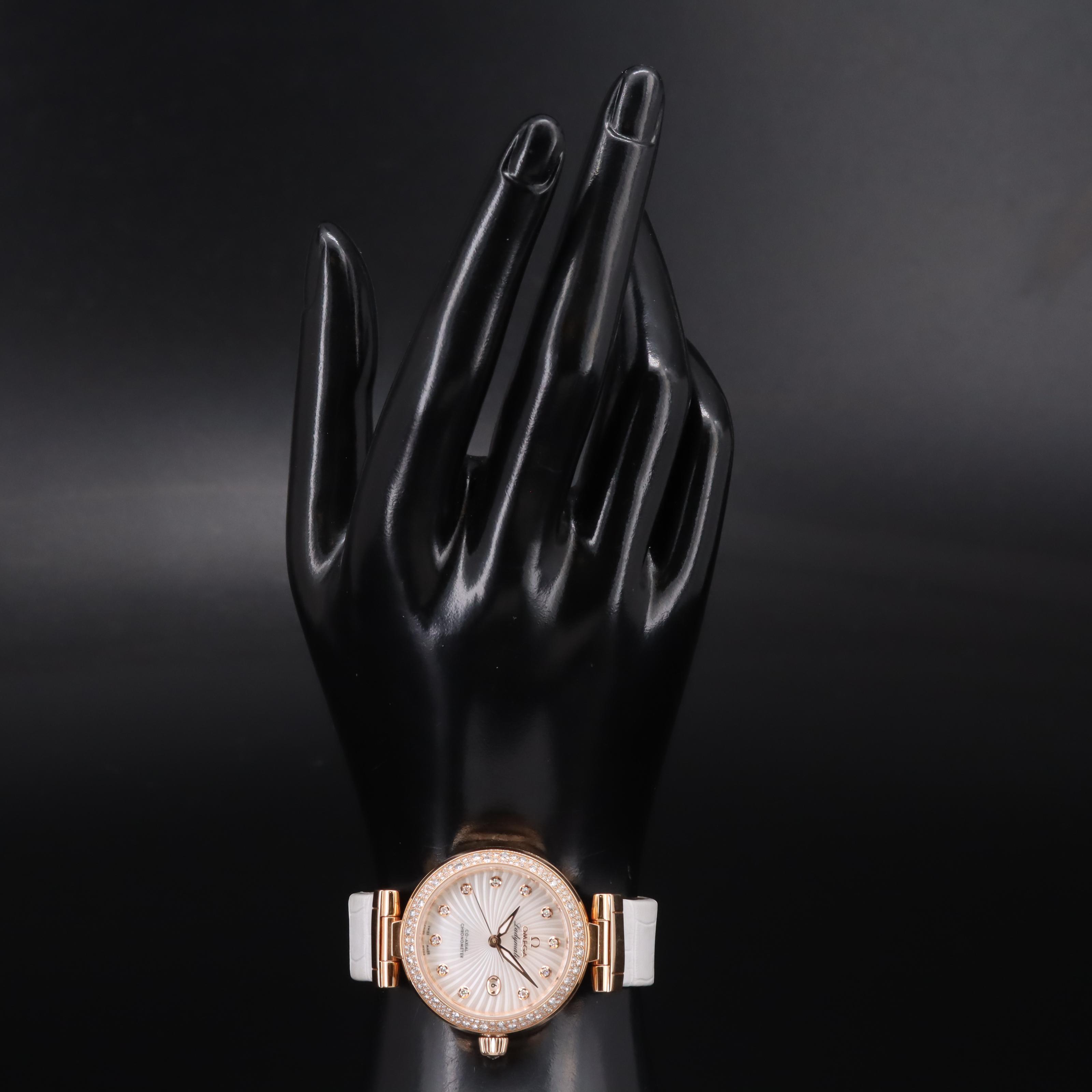 18K Omega DeVille Ladymatic Mother-of-Pearl and 2.64 CTW Diamond Watch