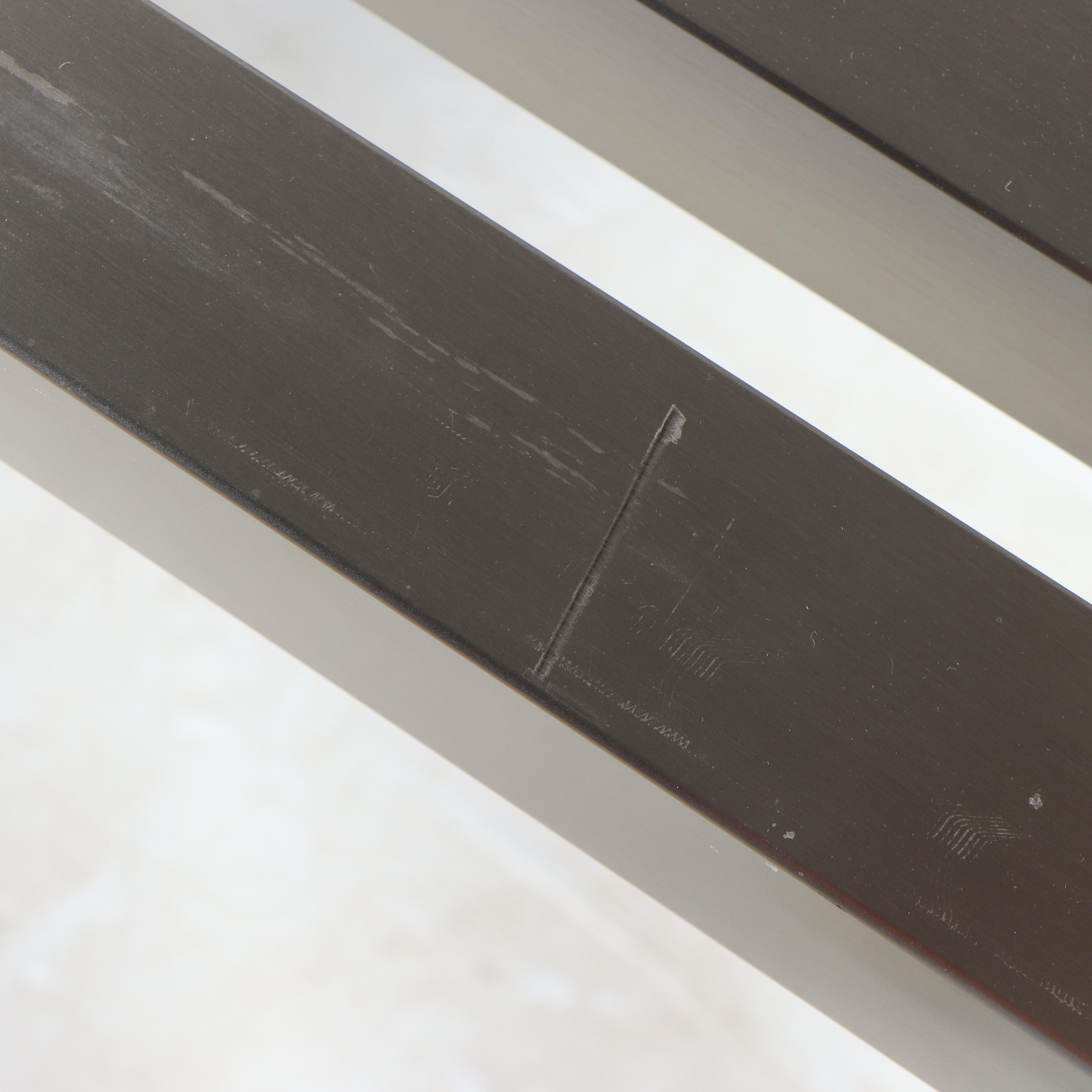 Modernist Style Slatted and Brushed Metal Console Table