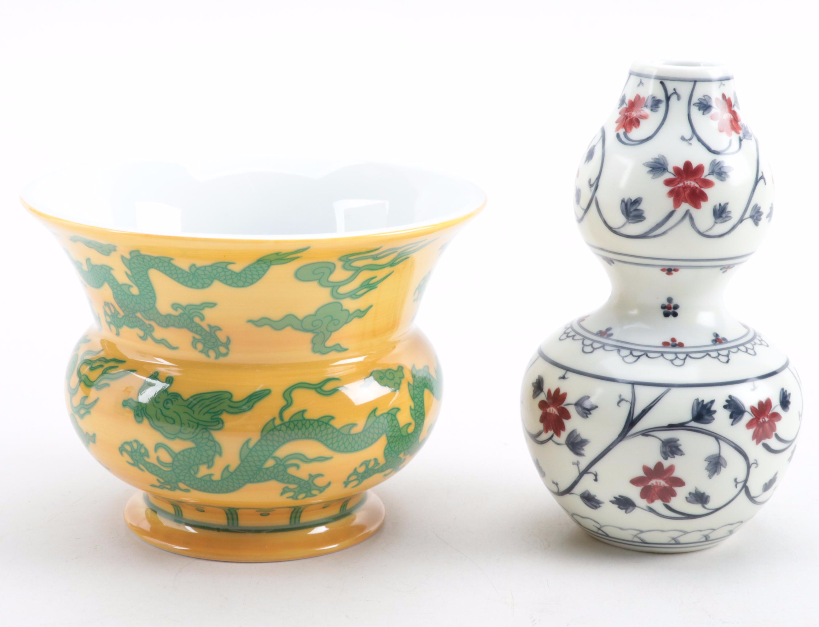 Metropolitan Museum of Art Porcelain Bowl, Vase and Catchall Tray