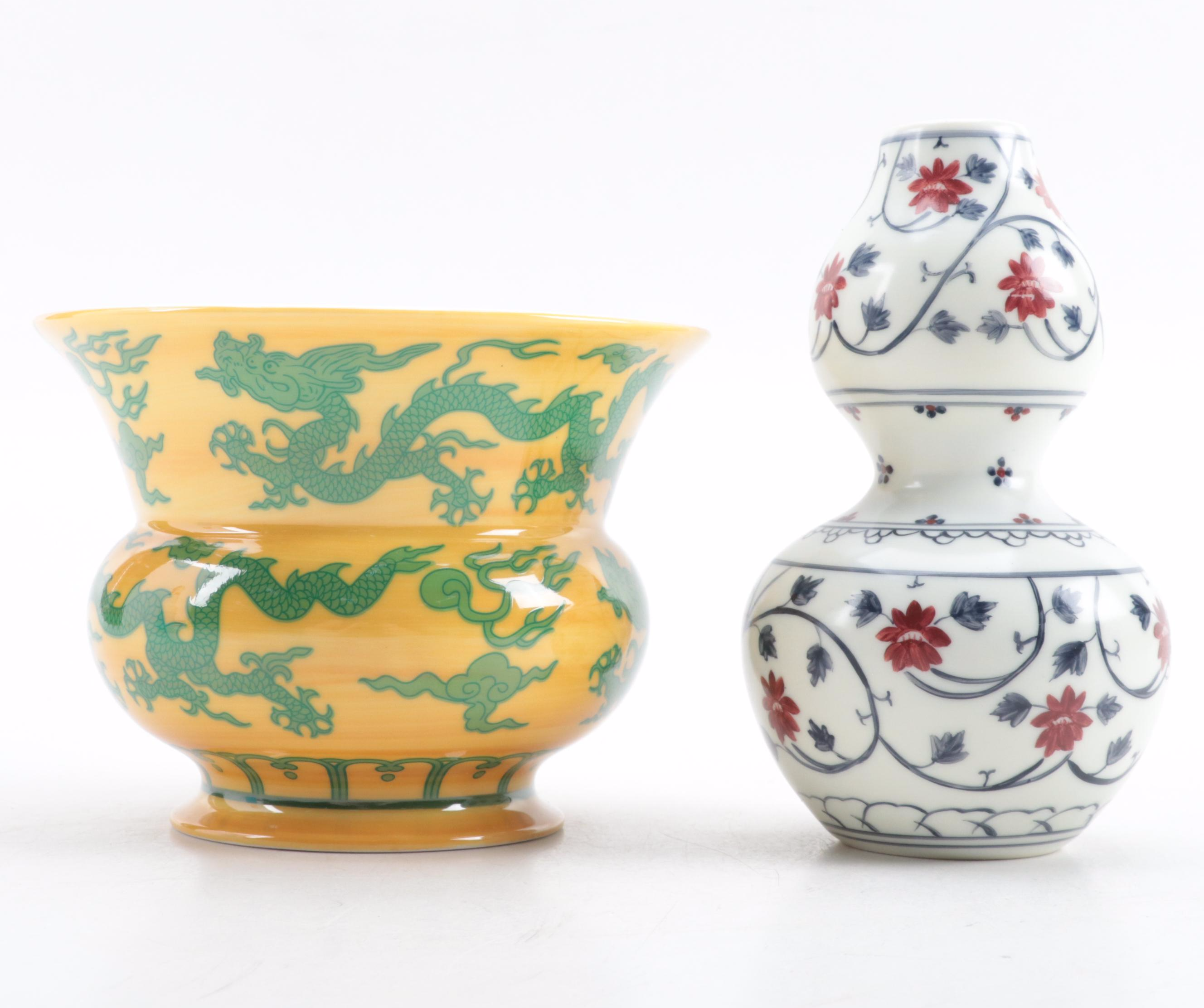 Metropolitan Museum of Art Porcelain Bowl, Vase and Catchall Tray