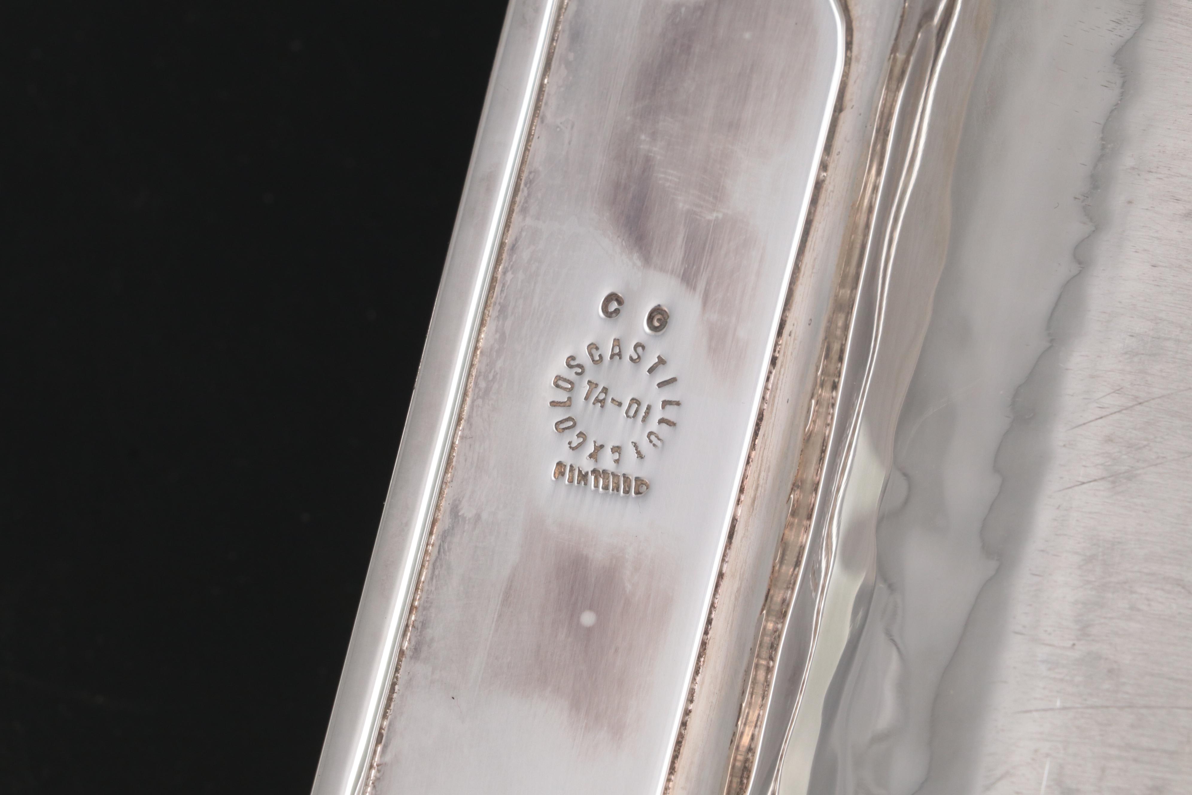 Los Castillo Hammered Silver Plate and Lapis Lazuli Inlay Creamer and Sugar Set