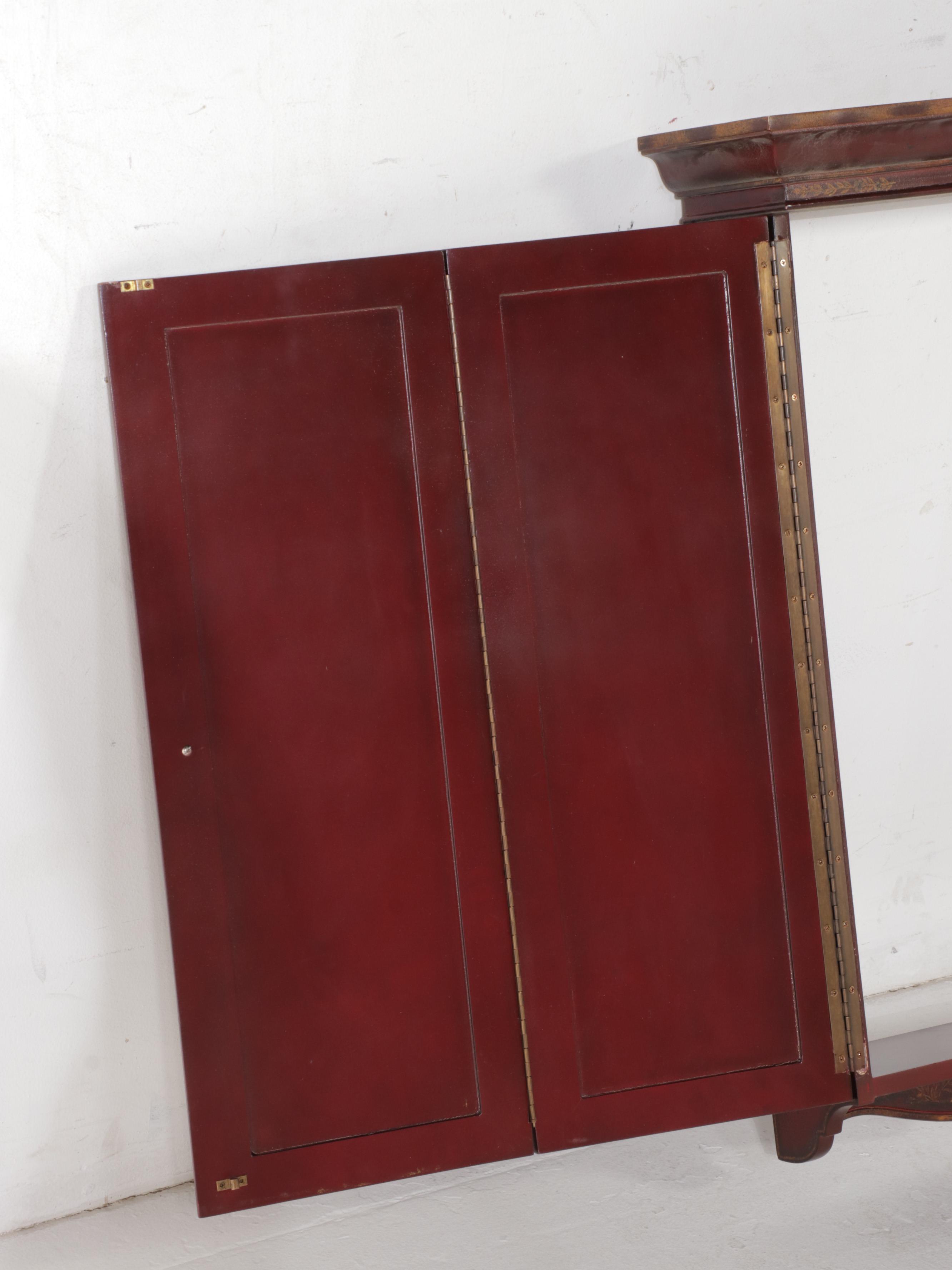 Maitland-Smith Chinoiserie-Decorated Wall-Mounted TV Cabinet