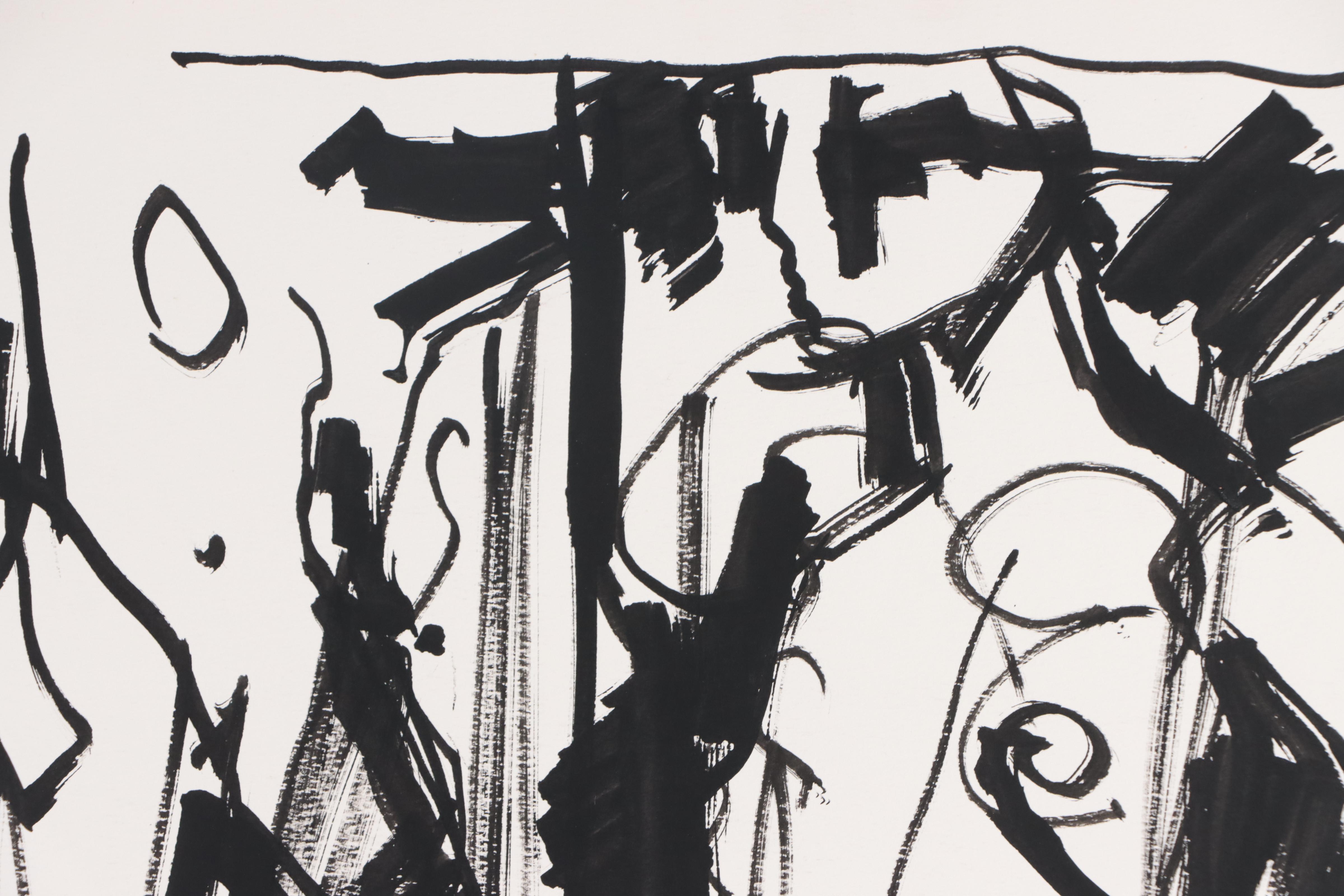 Jack Meanwell Figural Ink and Graphite Drawing, Late 20th Century