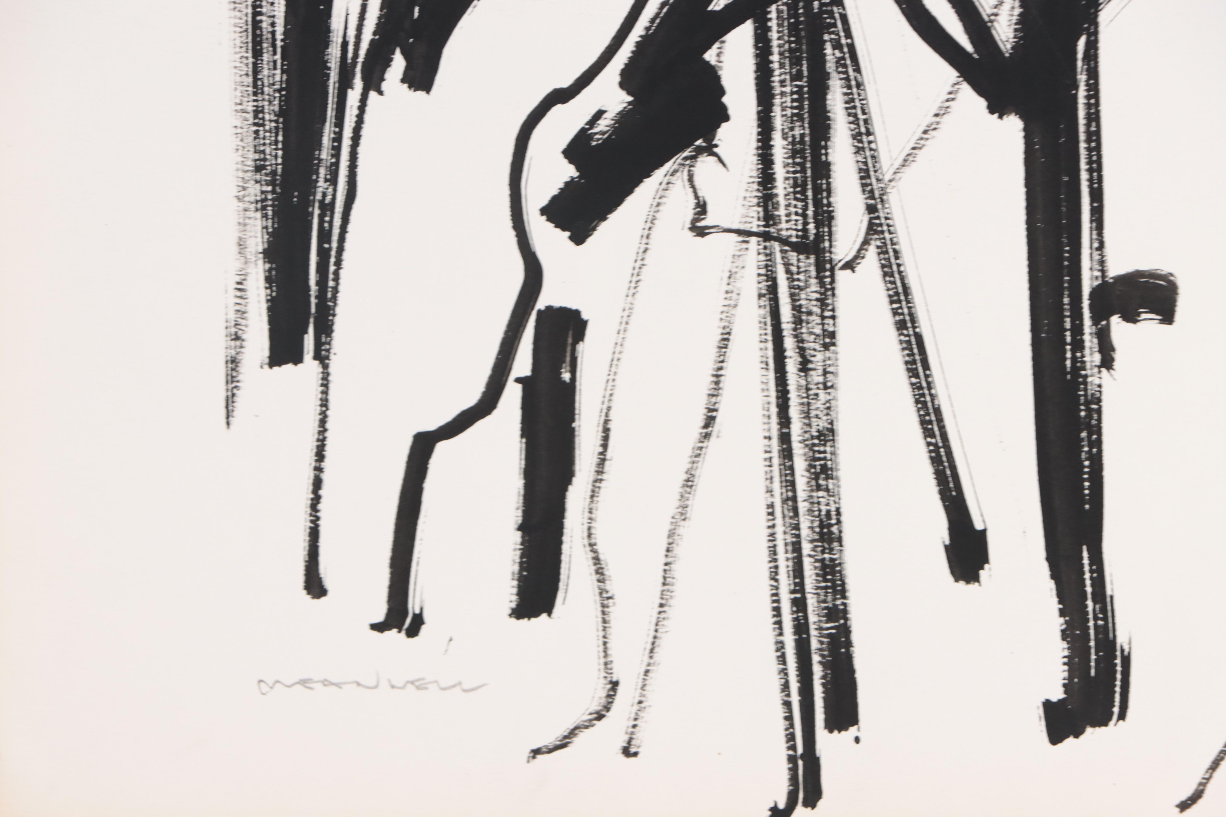 Jack Meanwell Figural Ink and Graphite Drawing, Late 20th Century