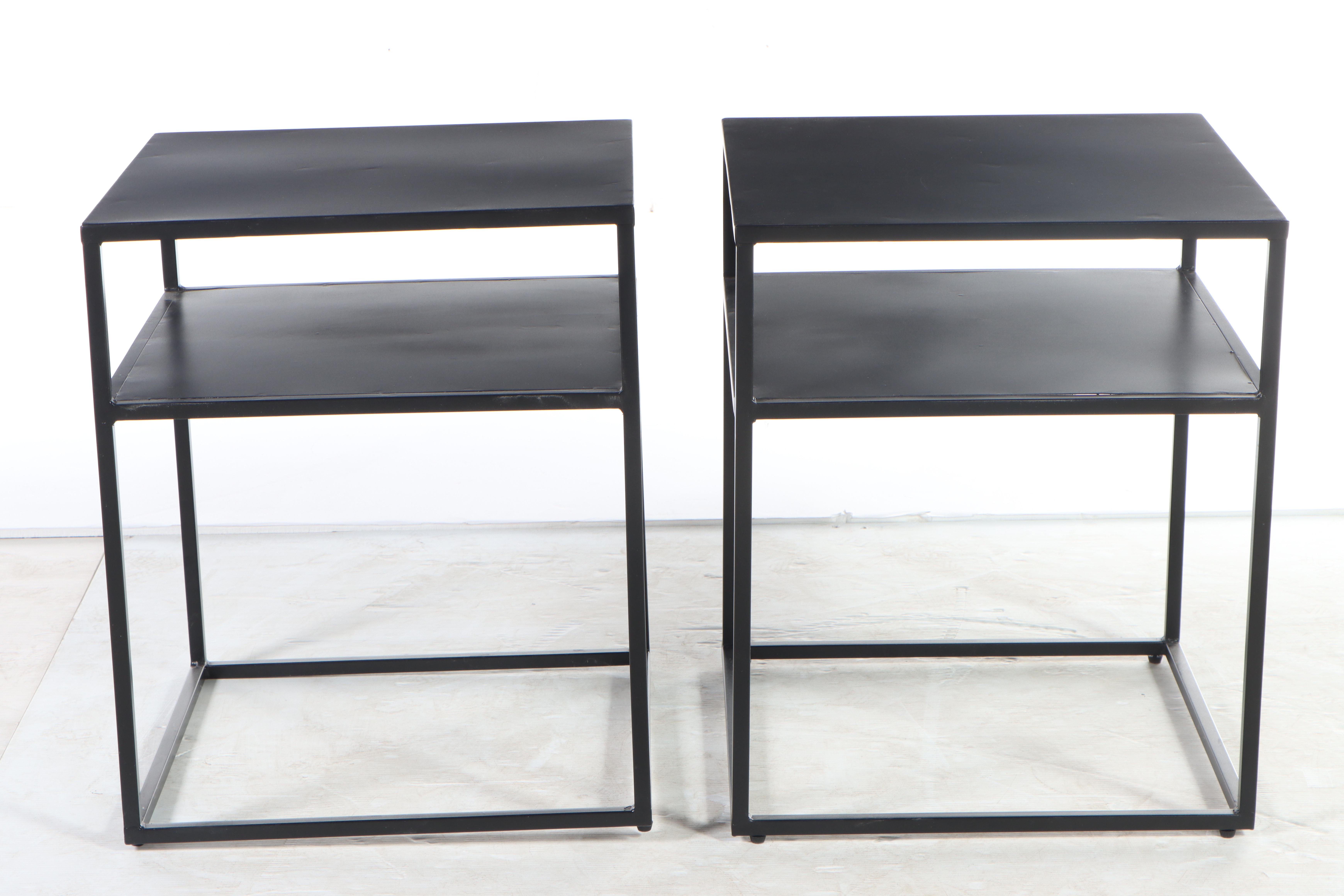 Pair of Modern Ebonized Metal Side Tables