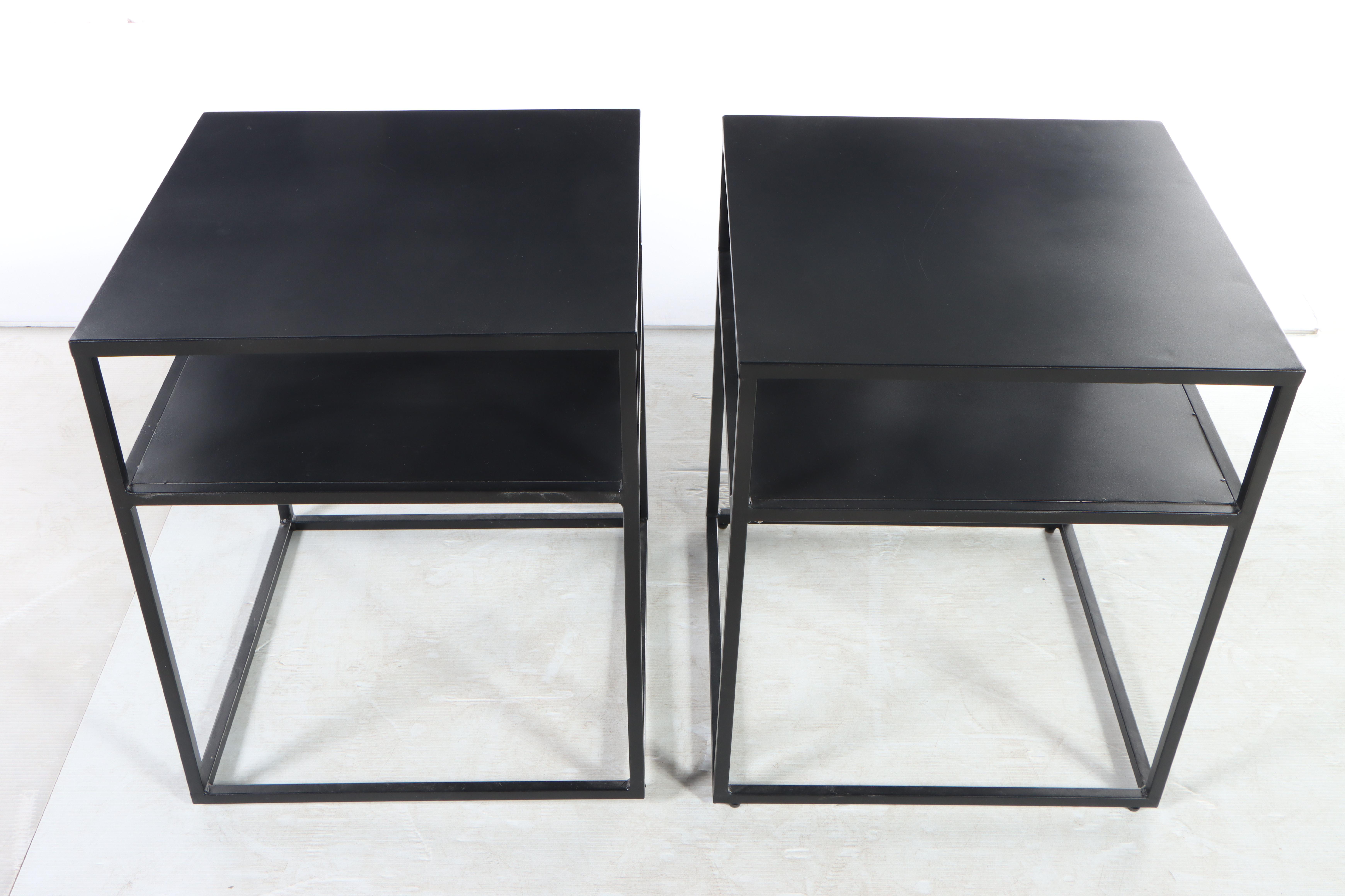 Pair of Modern Ebonized Metal Side Tables