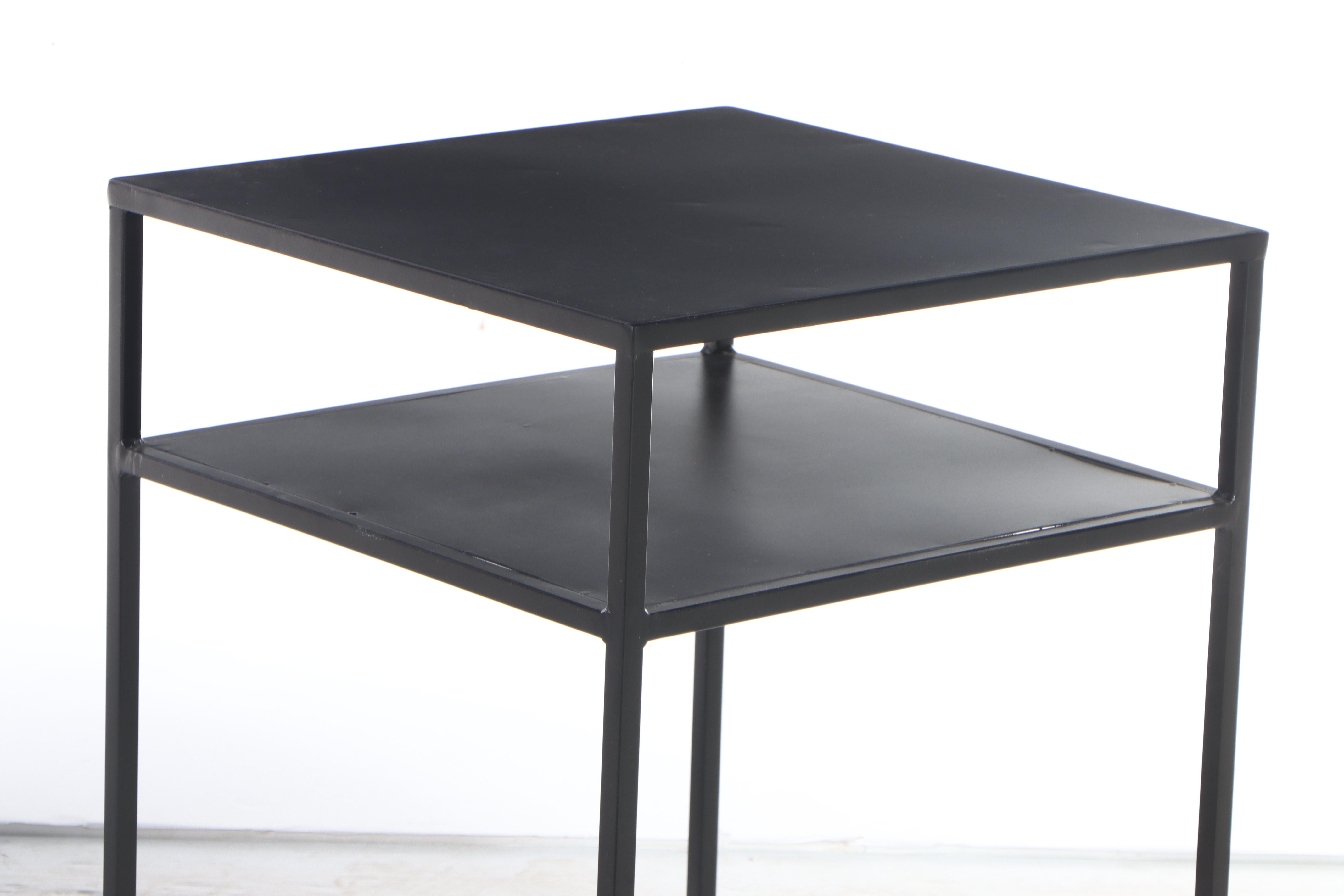 Pair of Modern Ebonized Metal Side Tables