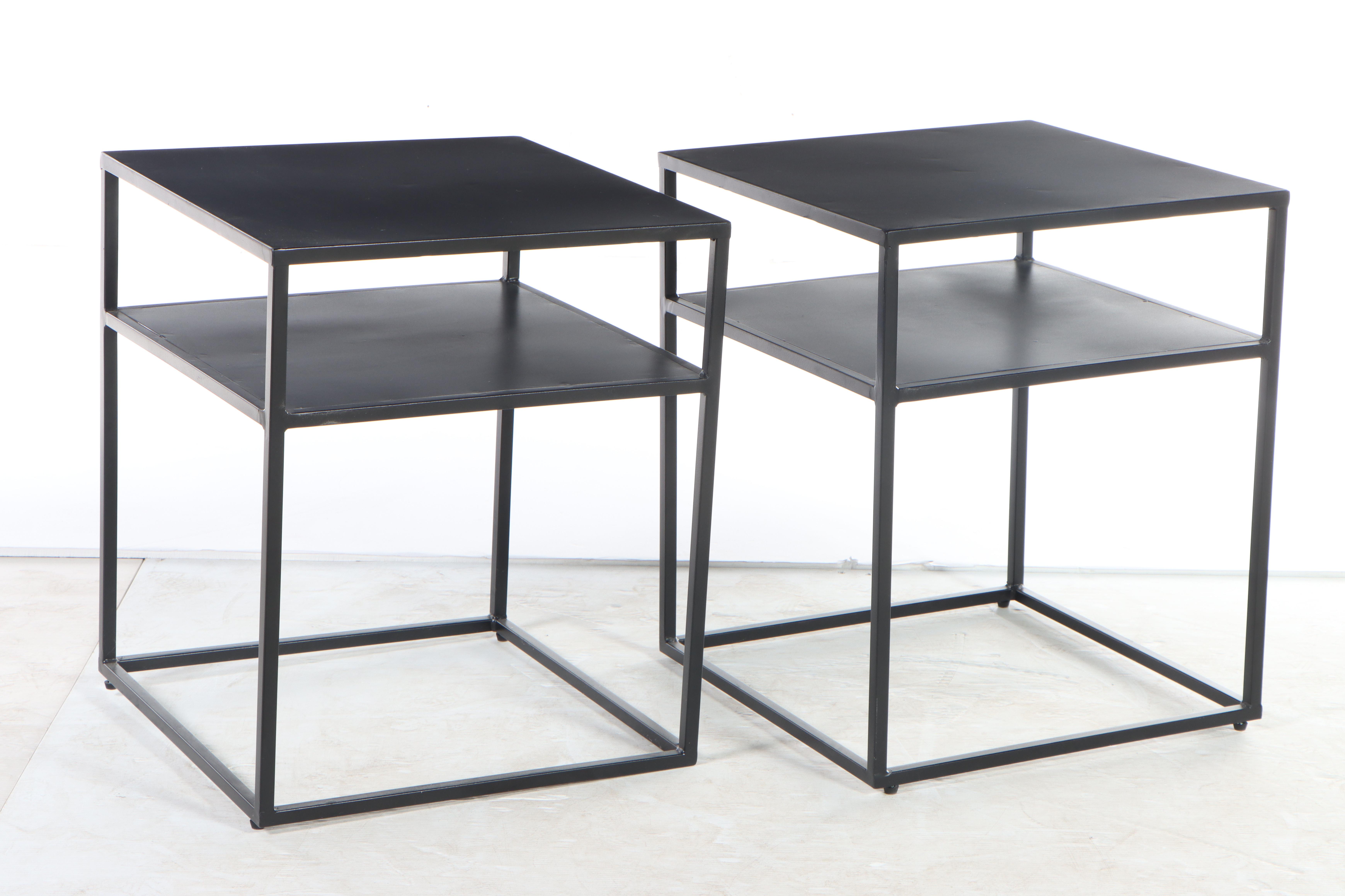 Pair of Modern Ebonized Metal Side Tables
