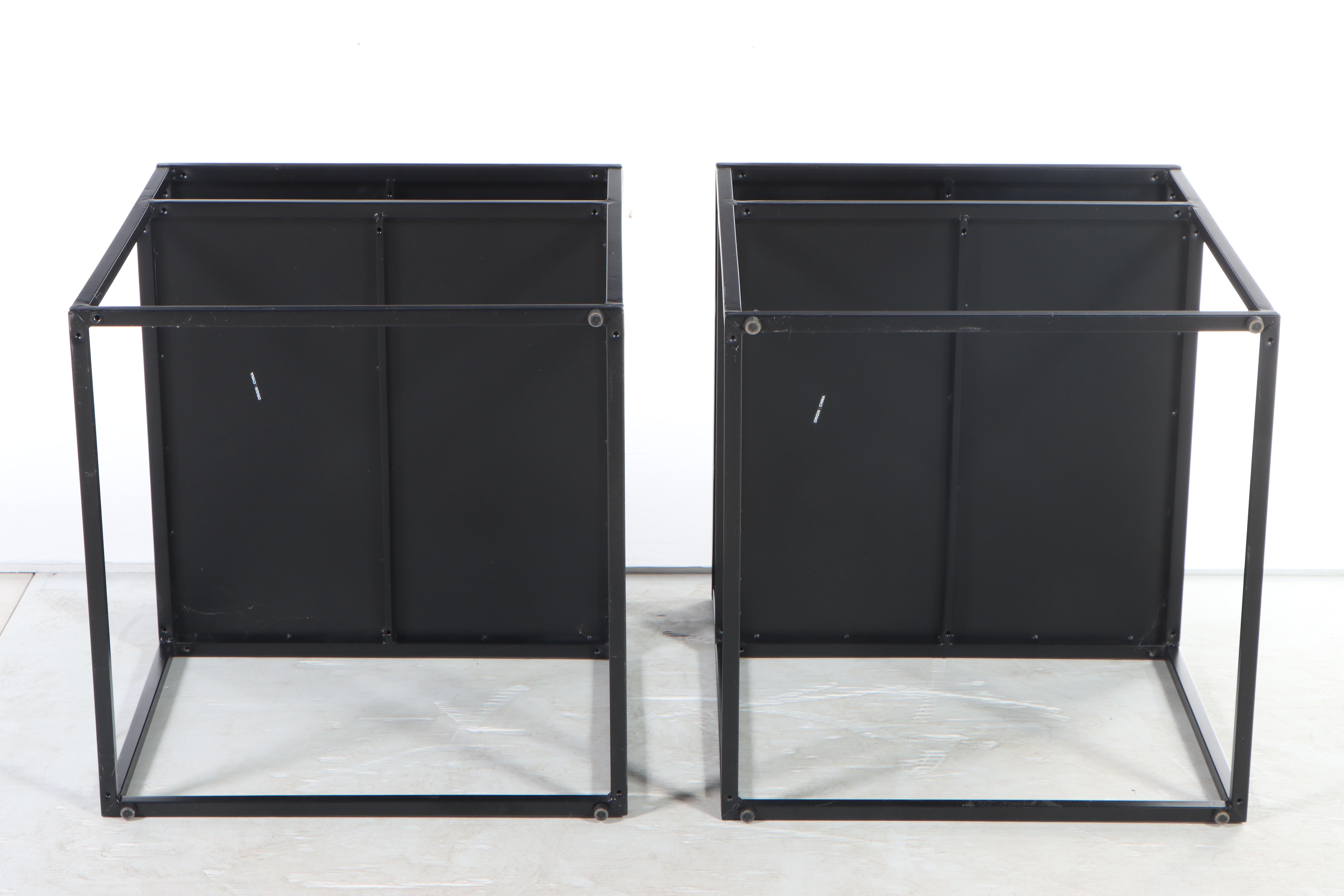 Pair of Modern Ebonized Metal Side Tables
