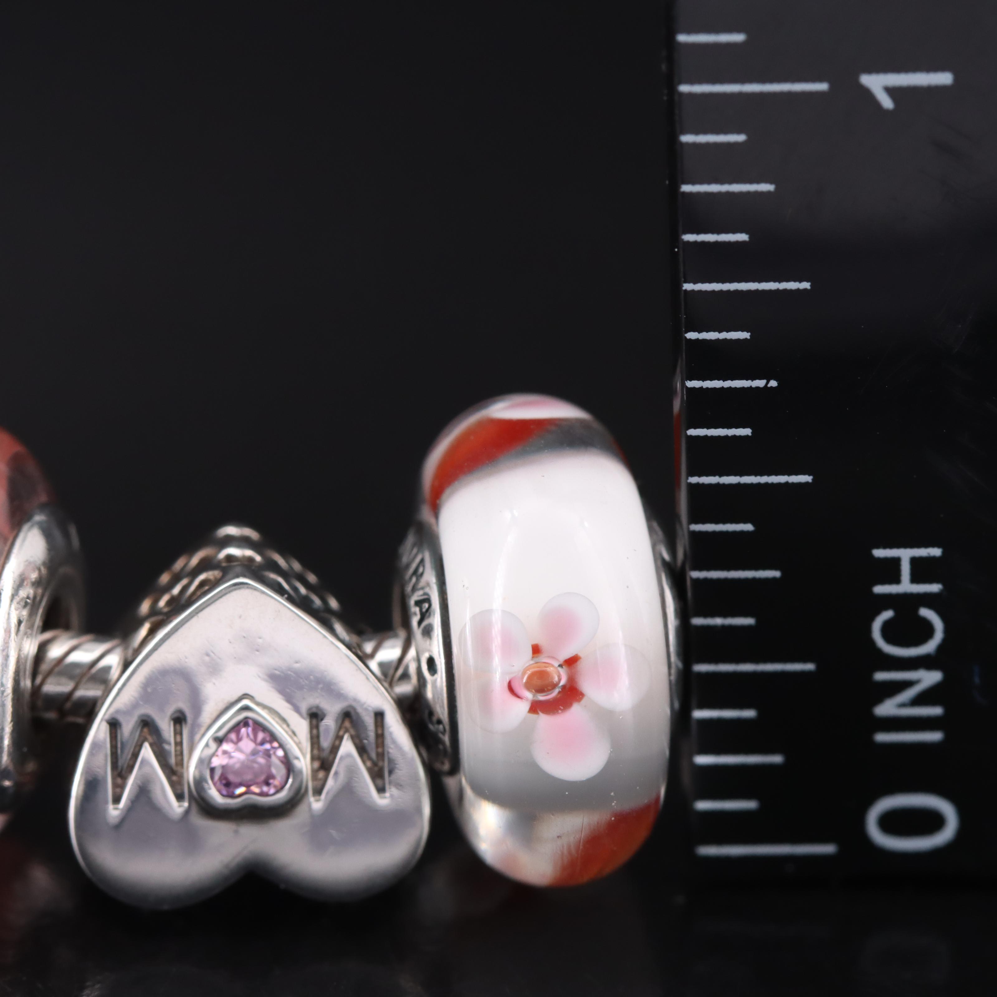 Pandora Sterling Pink Themed Charm Bracelet