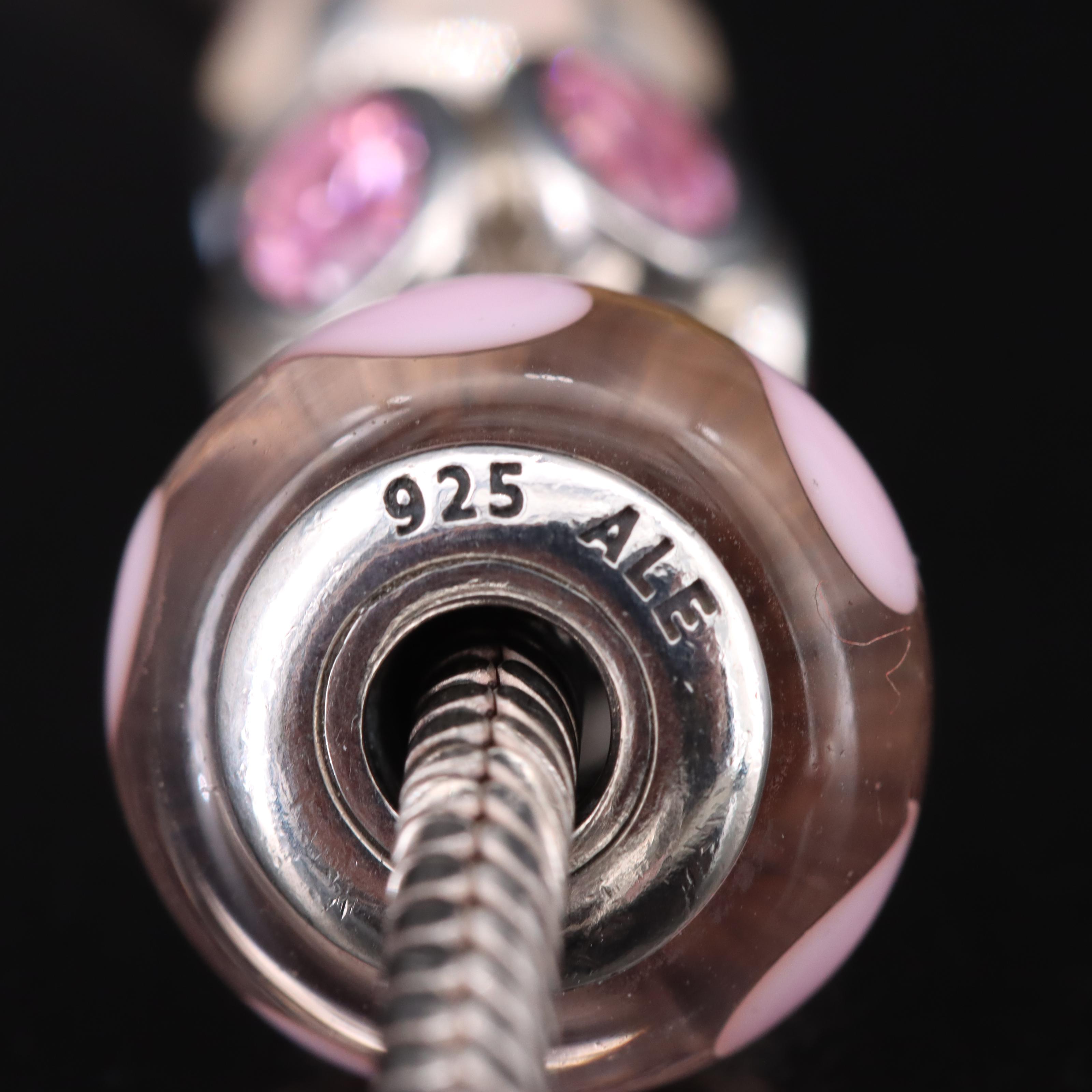 Pandora Sterling Pink Themed Charm Bracelet