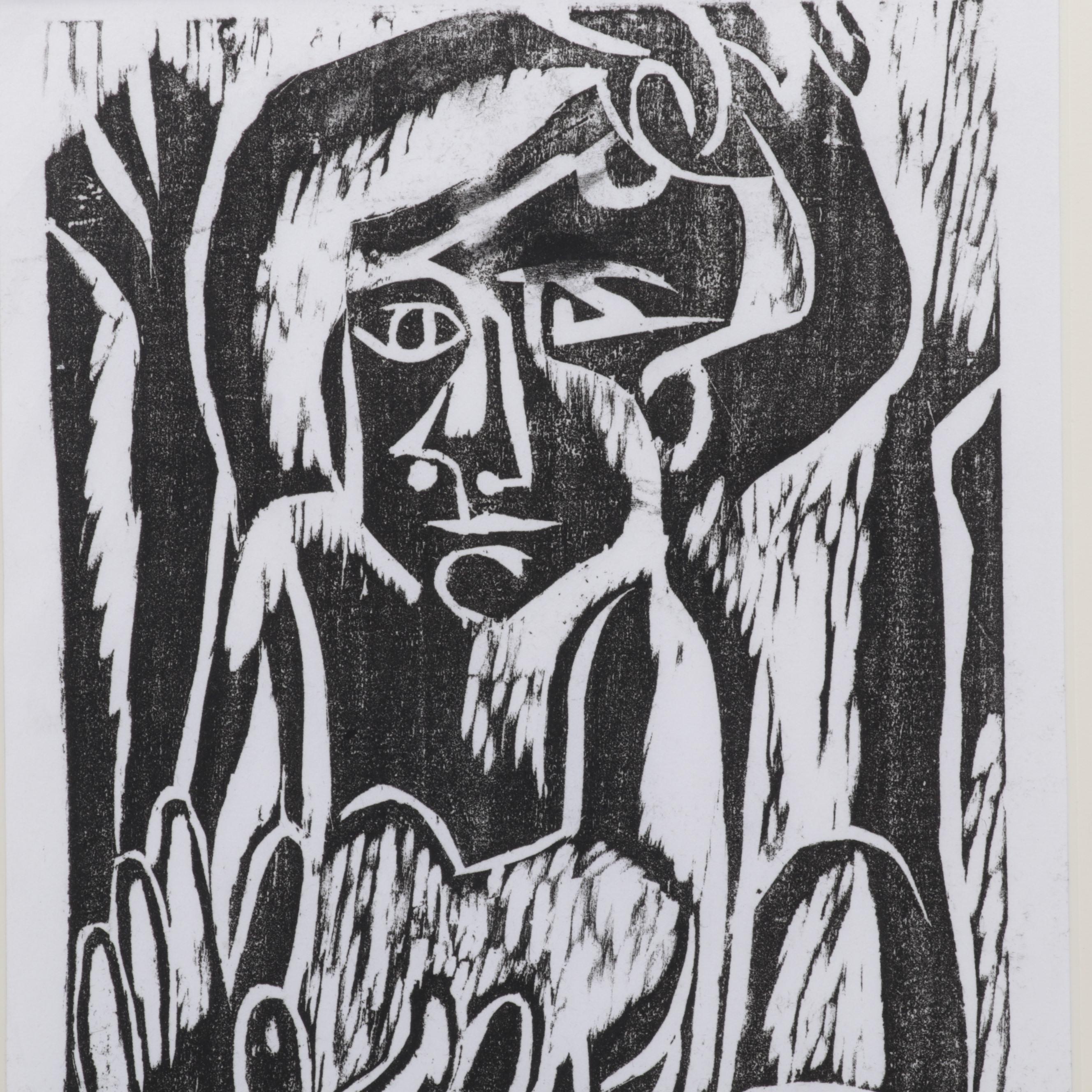 Sidney Chafetz Woodcut "Mother and Child," 1951