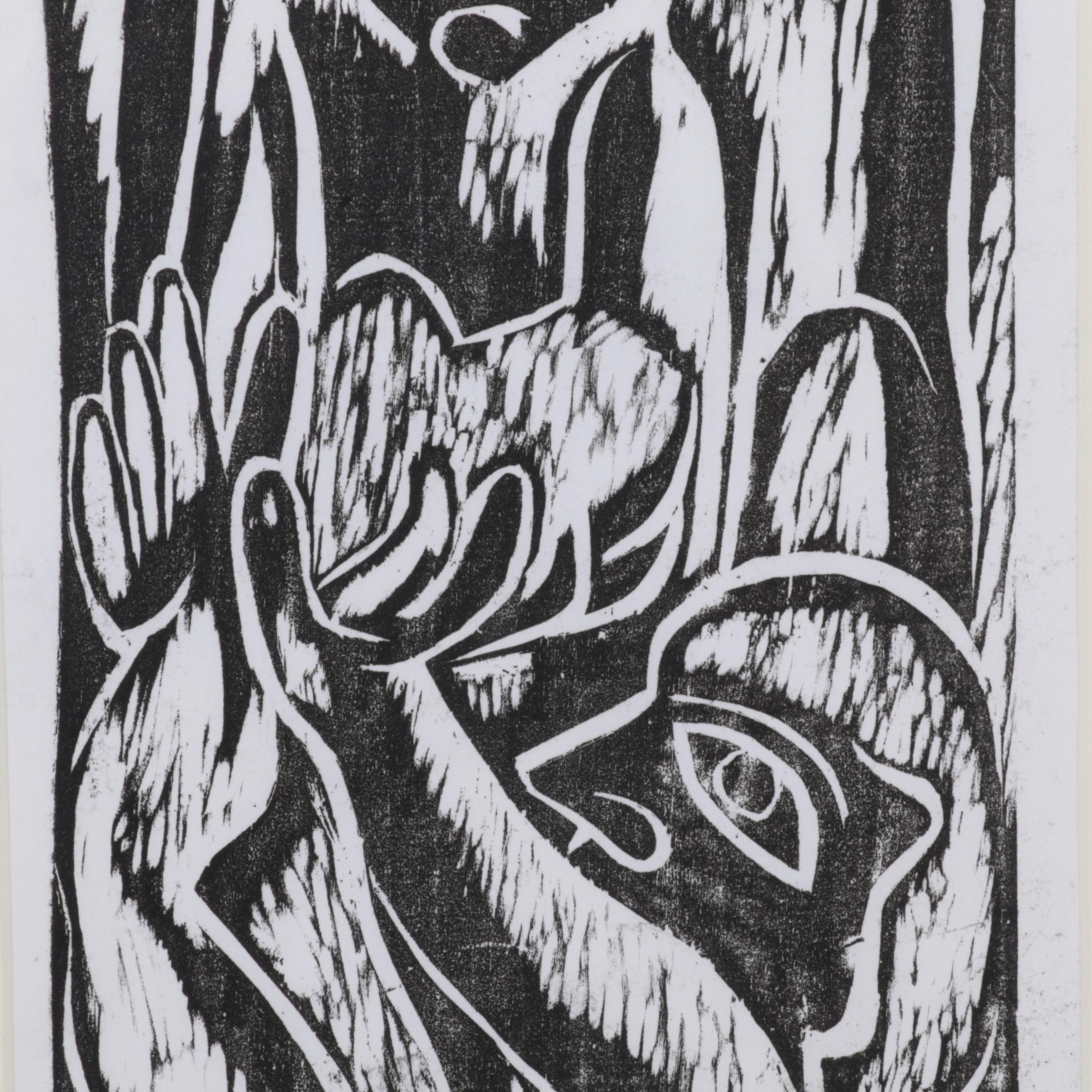 Sidney Chafetz Woodcut "Mother and Child," 1951
