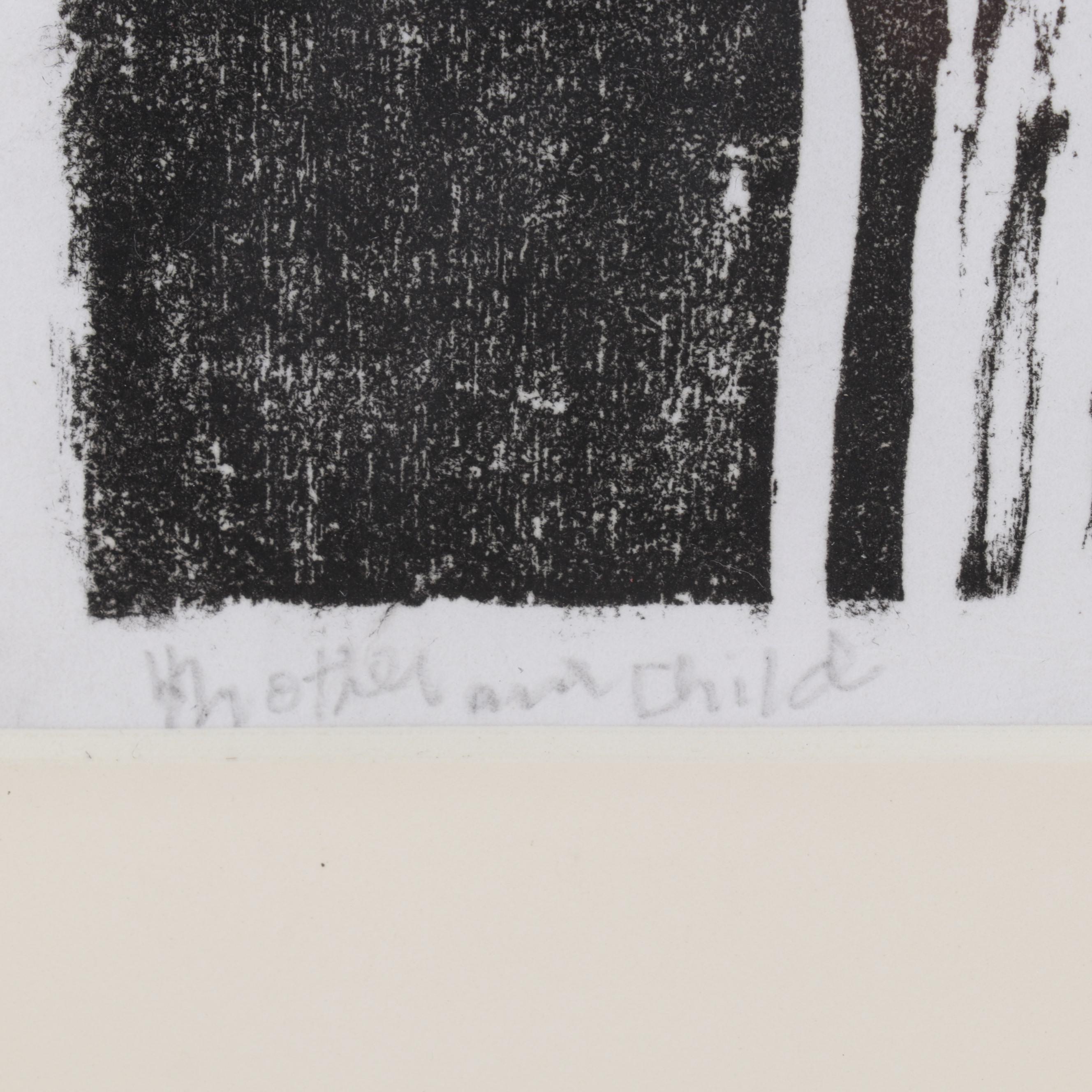 Sidney Chafetz Woodcut "Mother and Child," 1951