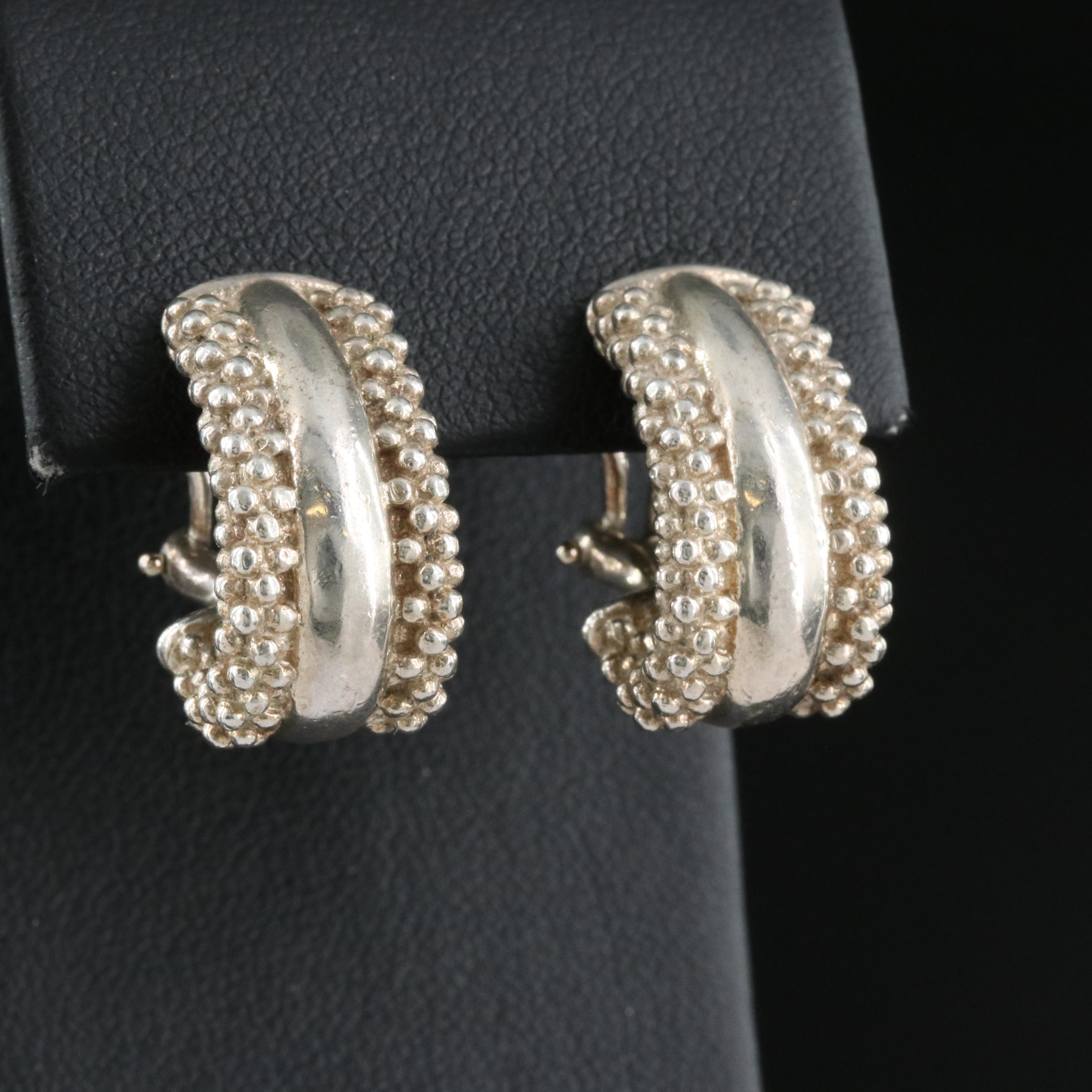 Lagos Signature Caviar Sterling Station Caviar Hoop Earrings