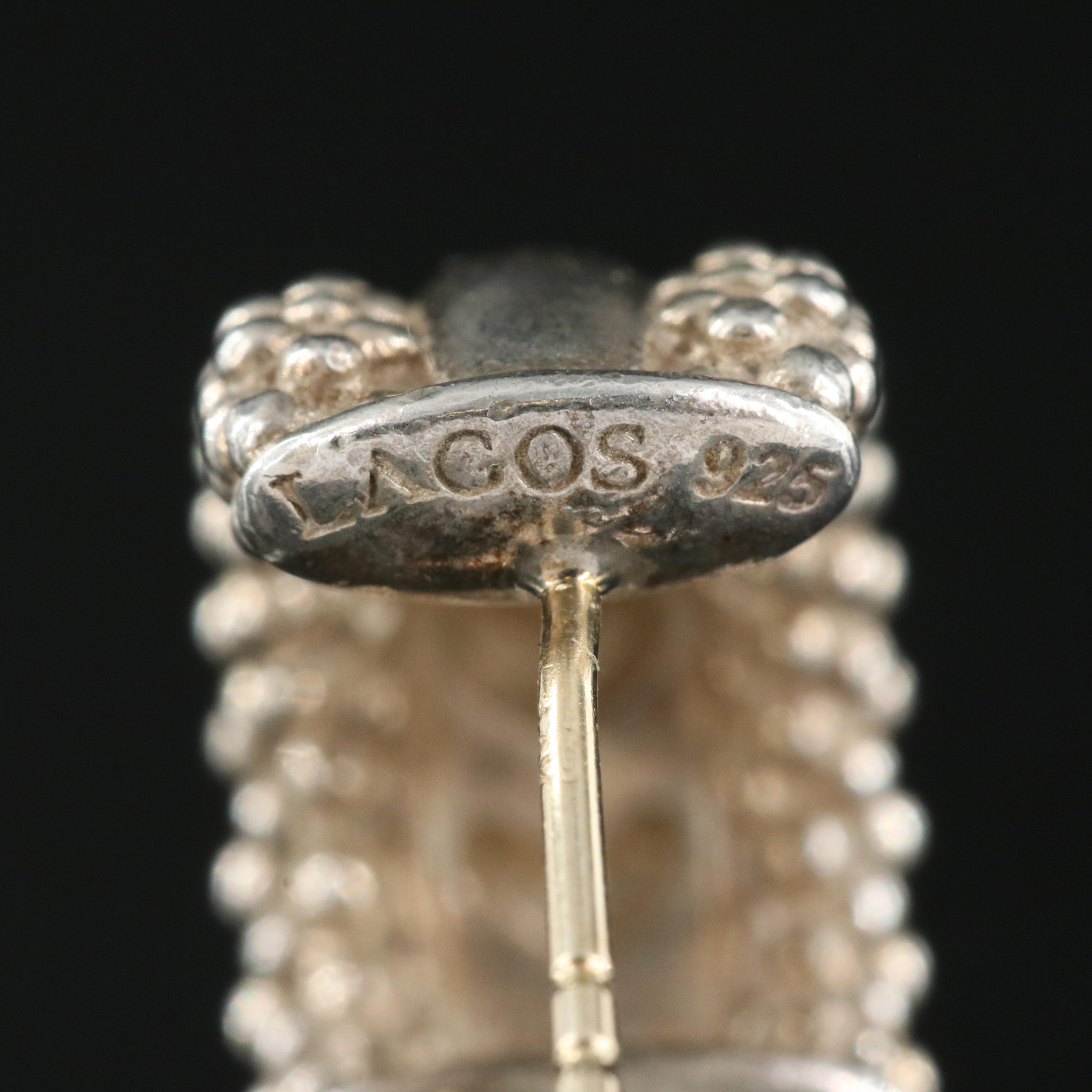 Lagos Signature Caviar Sterling Station Caviar Hoop Earrings