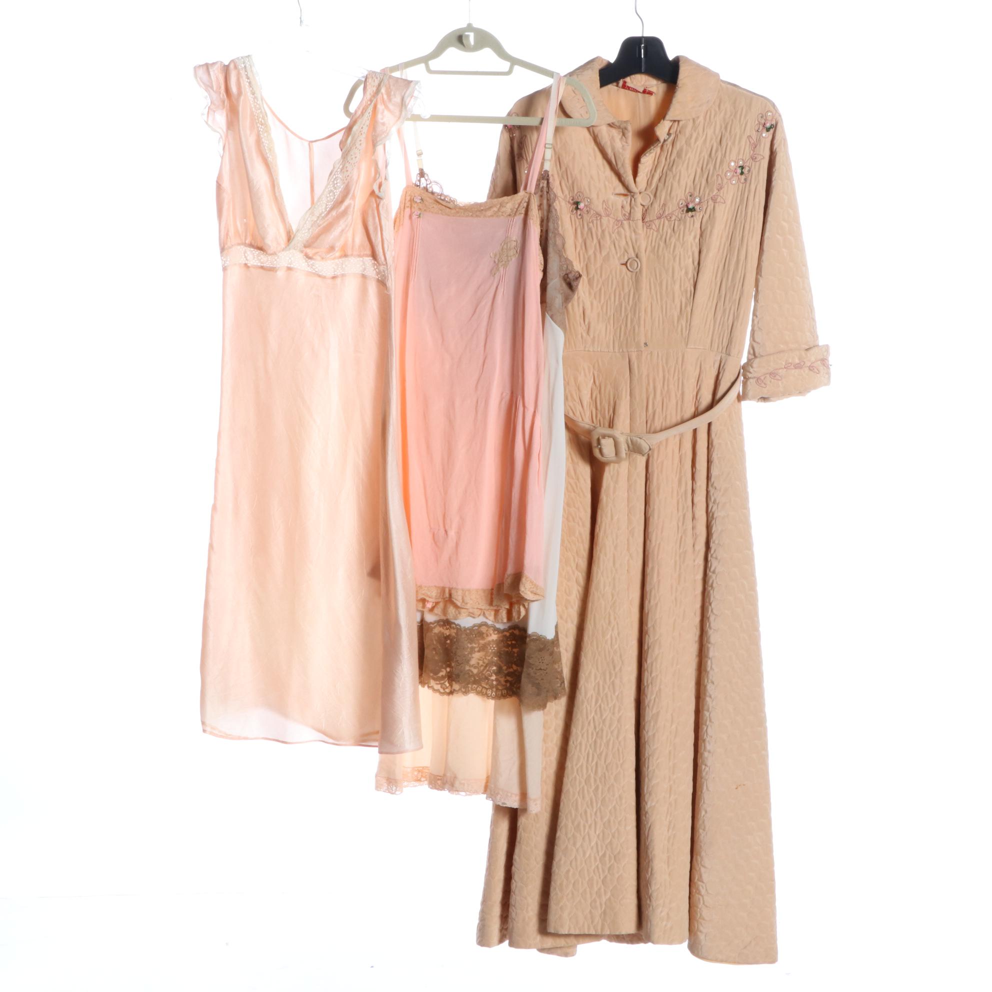 Paulette Quilted Dressing Gown with Other Slips and Nightgowns