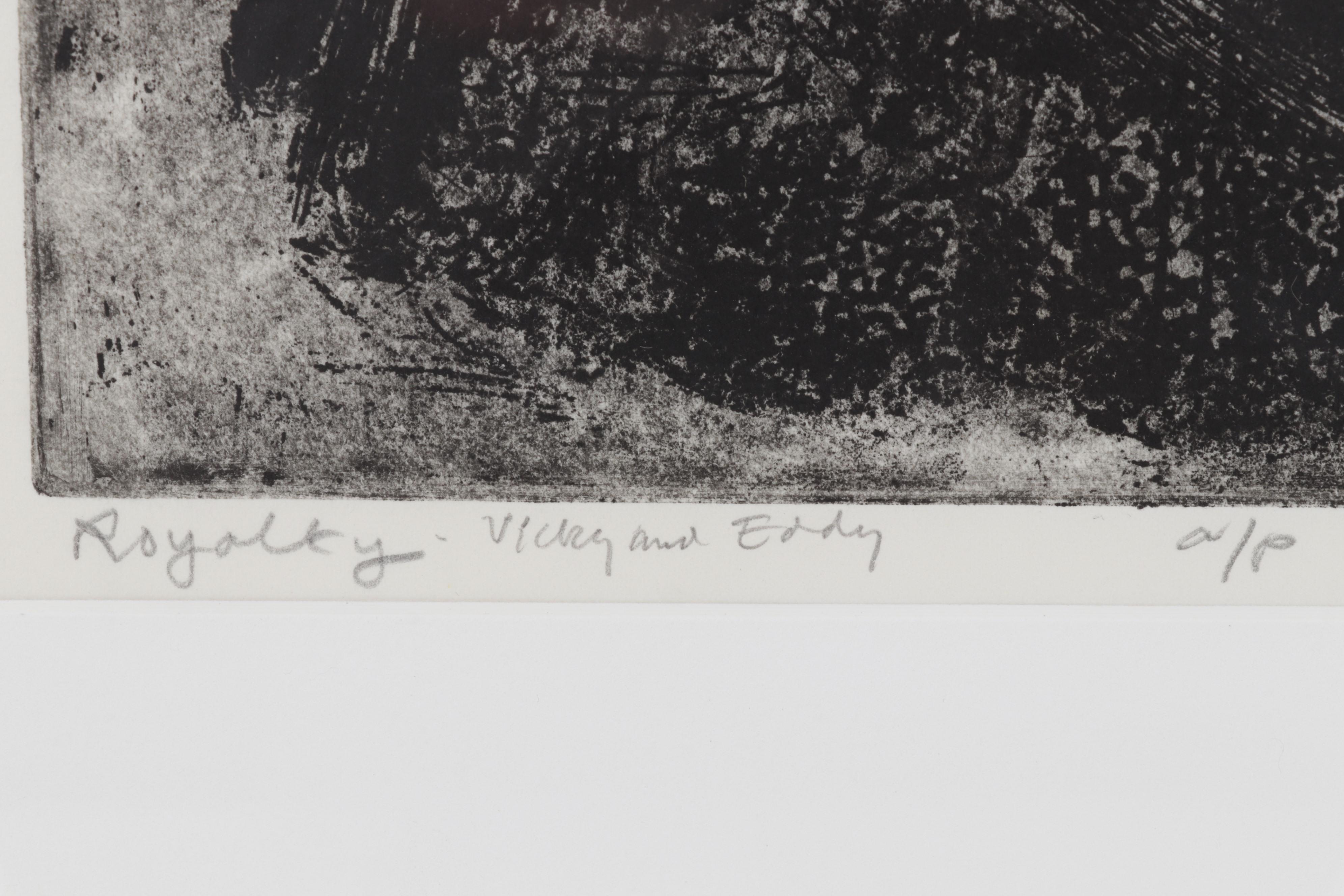 Sidney Chafetz Etching With Aquatint "Royalty - Vicky and Eddy," 1970
