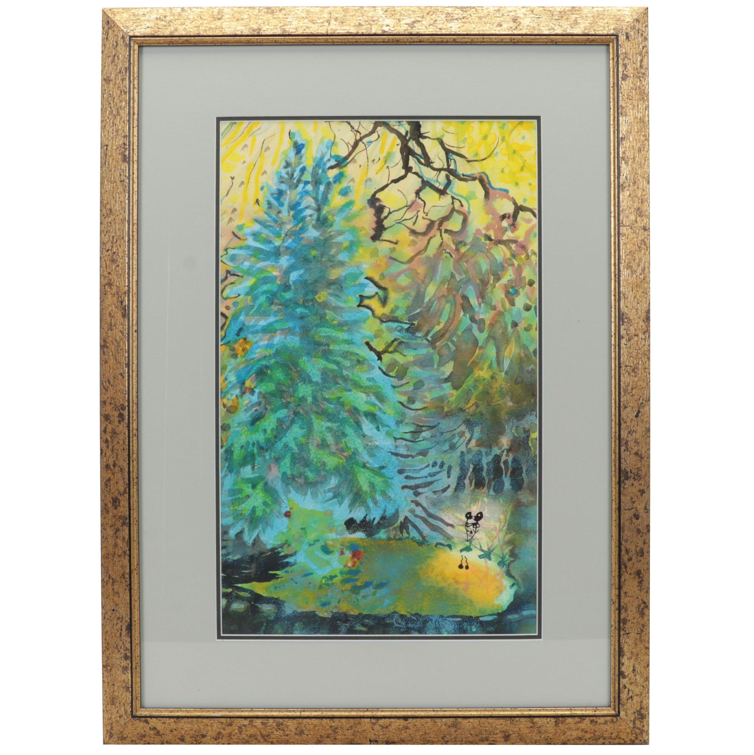 Michael Kaiser Watercolor Painting "Lovers," 21st Century