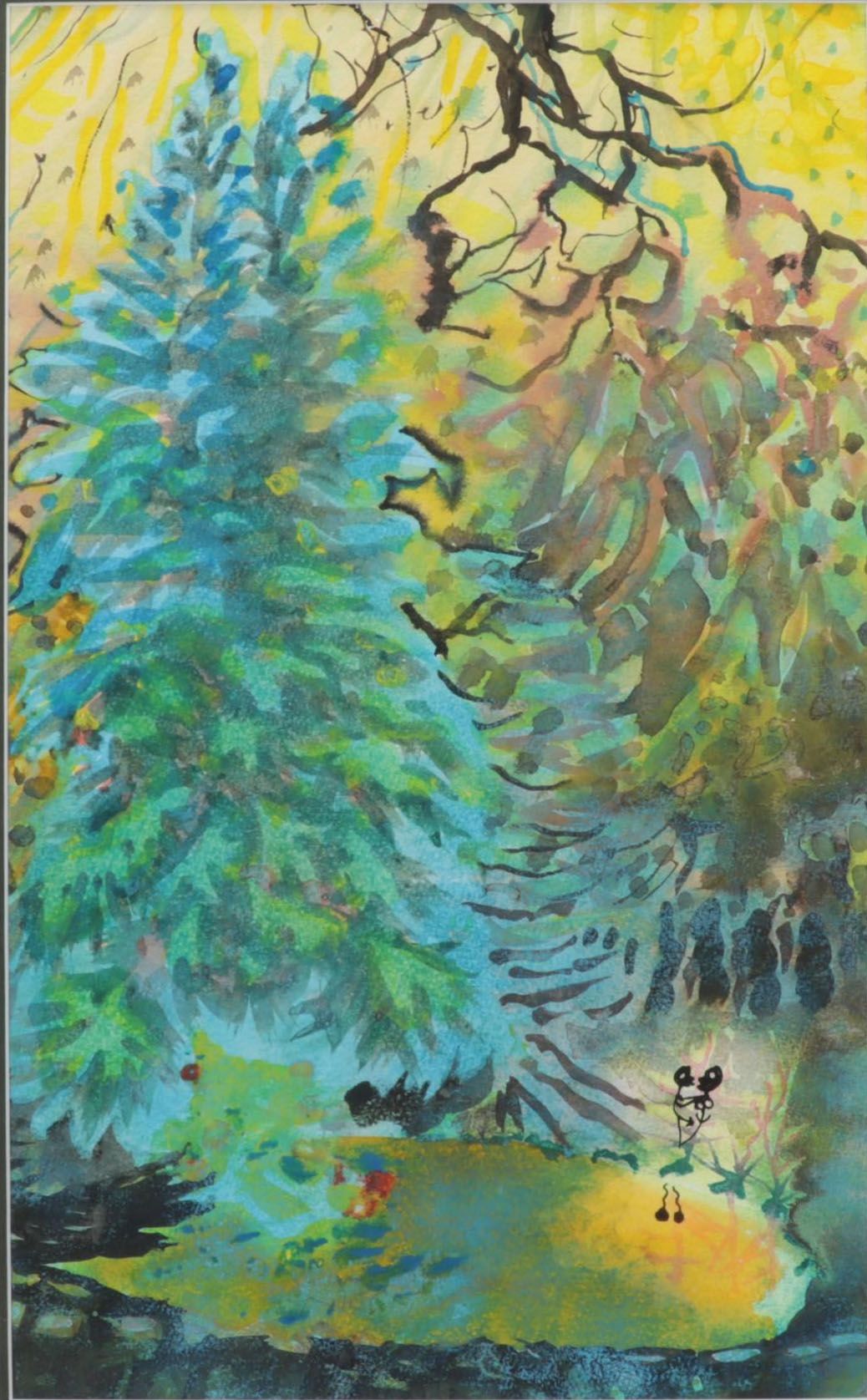 Michael Kaiser Watercolor Painting "Lovers," 21st Century