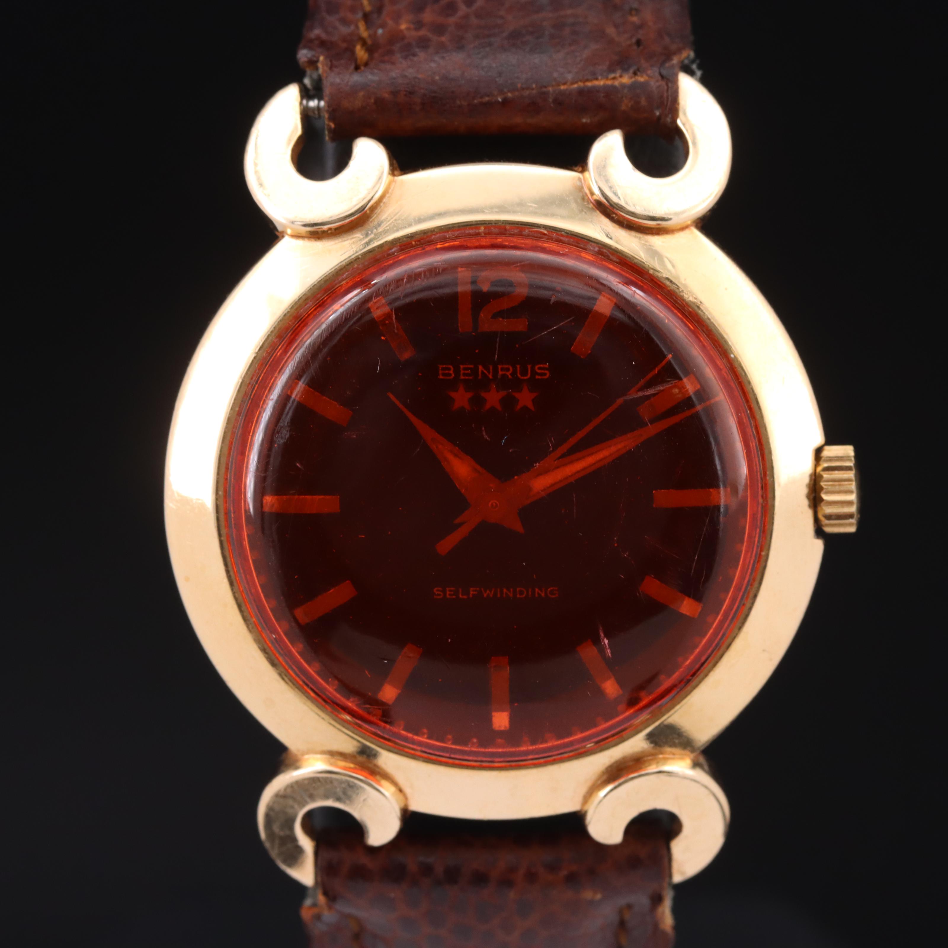 Vintage 14K and Stainless Steel Benrus Fancy Lugs Watch