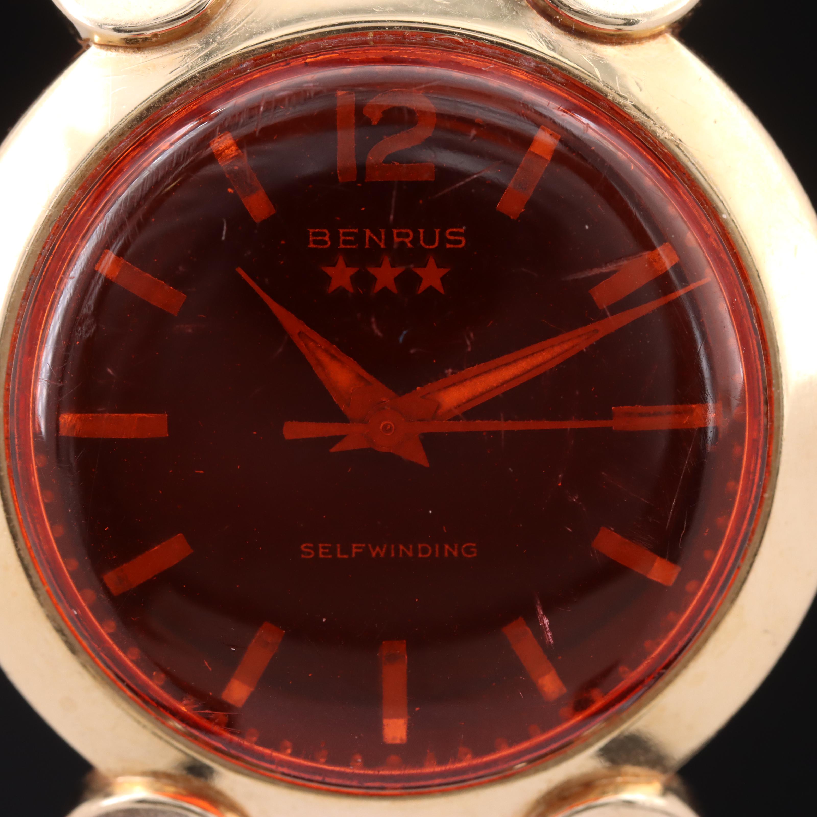 Vintage 14K and Stainless Steel Benrus Fancy Lugs Watch