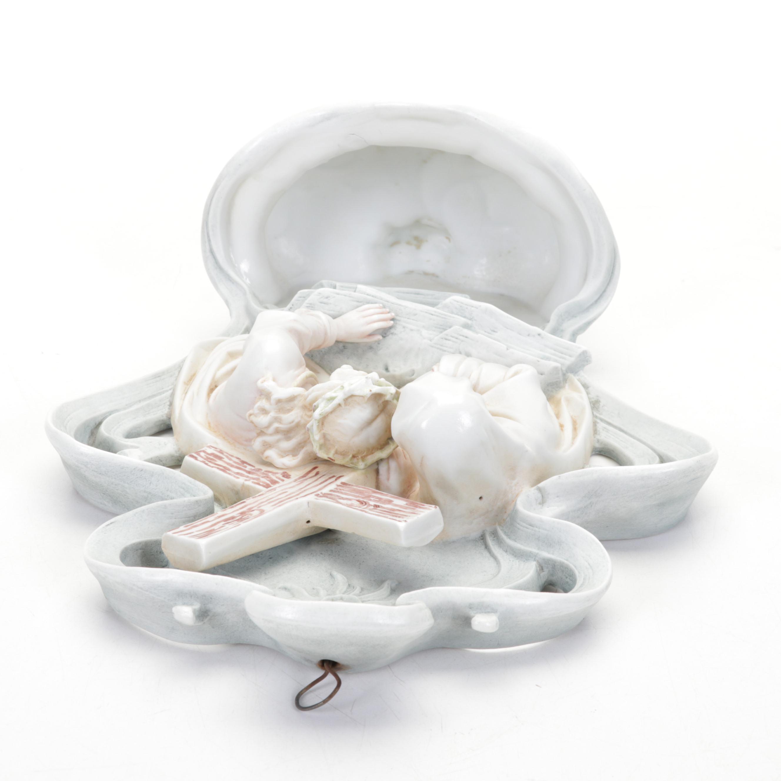 Volkstedt German Bisque Art Nouveau Holy Water Font