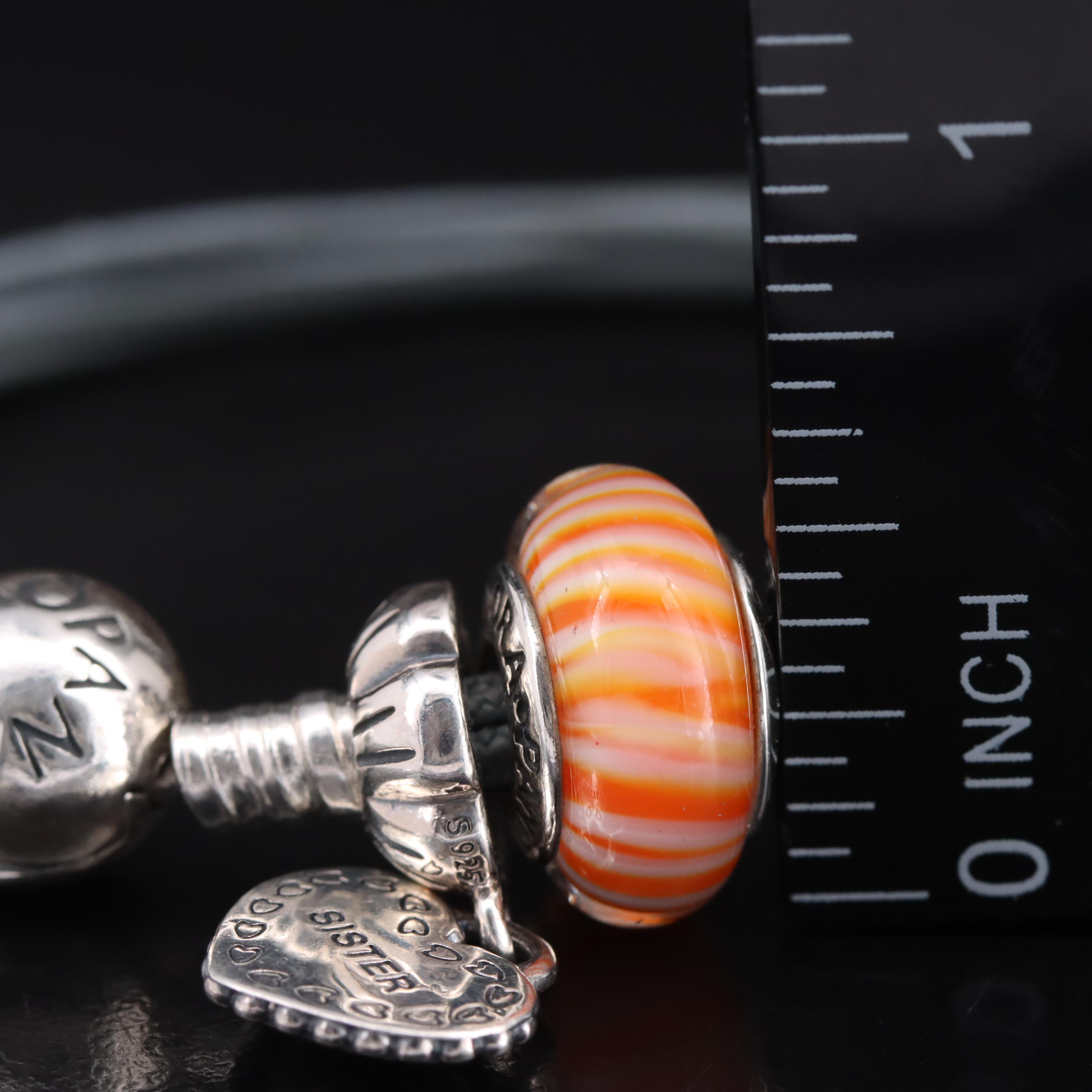 Pandora Sterling Bracelet with Glass Charm