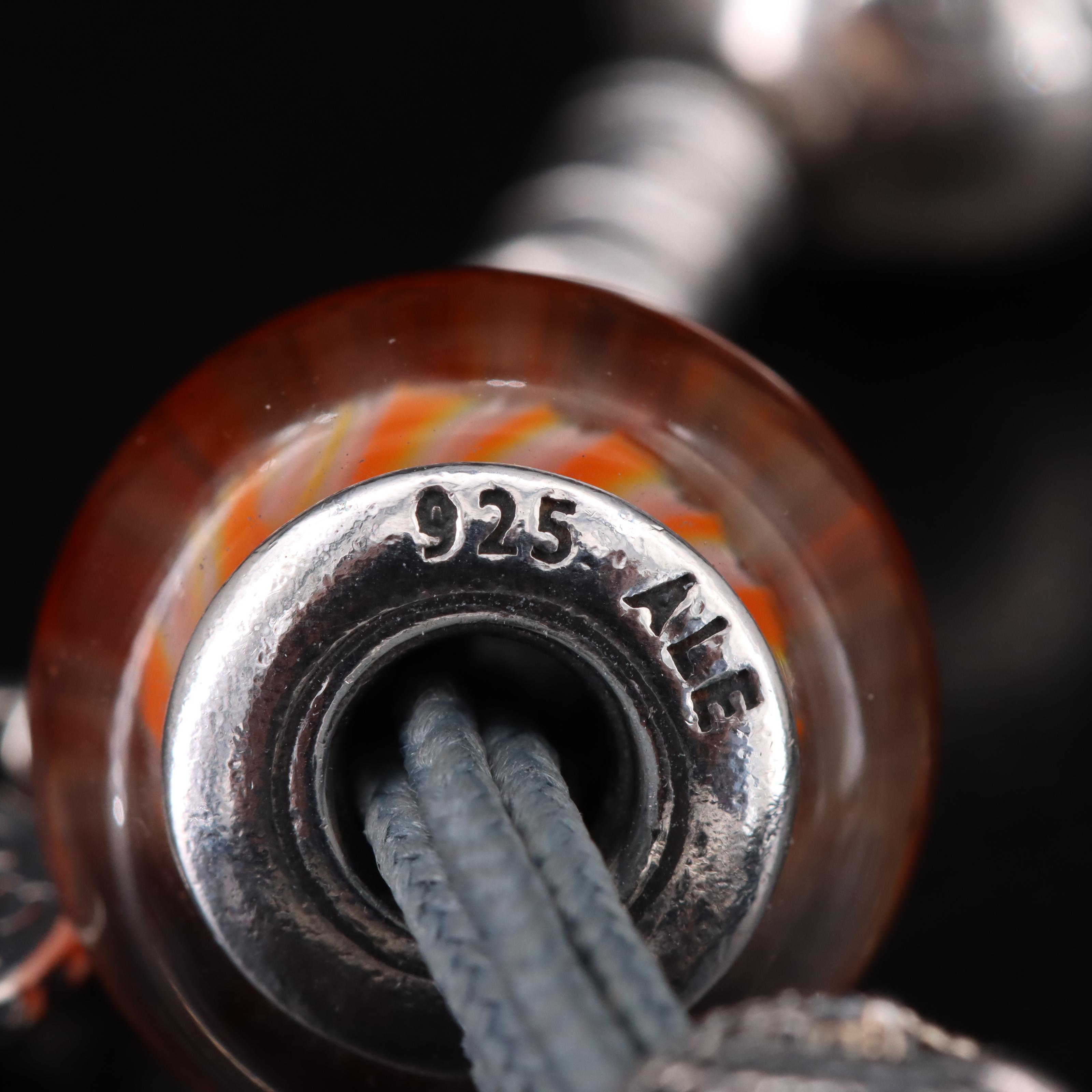 Pandora Sterling Bracelet with Glass Charm