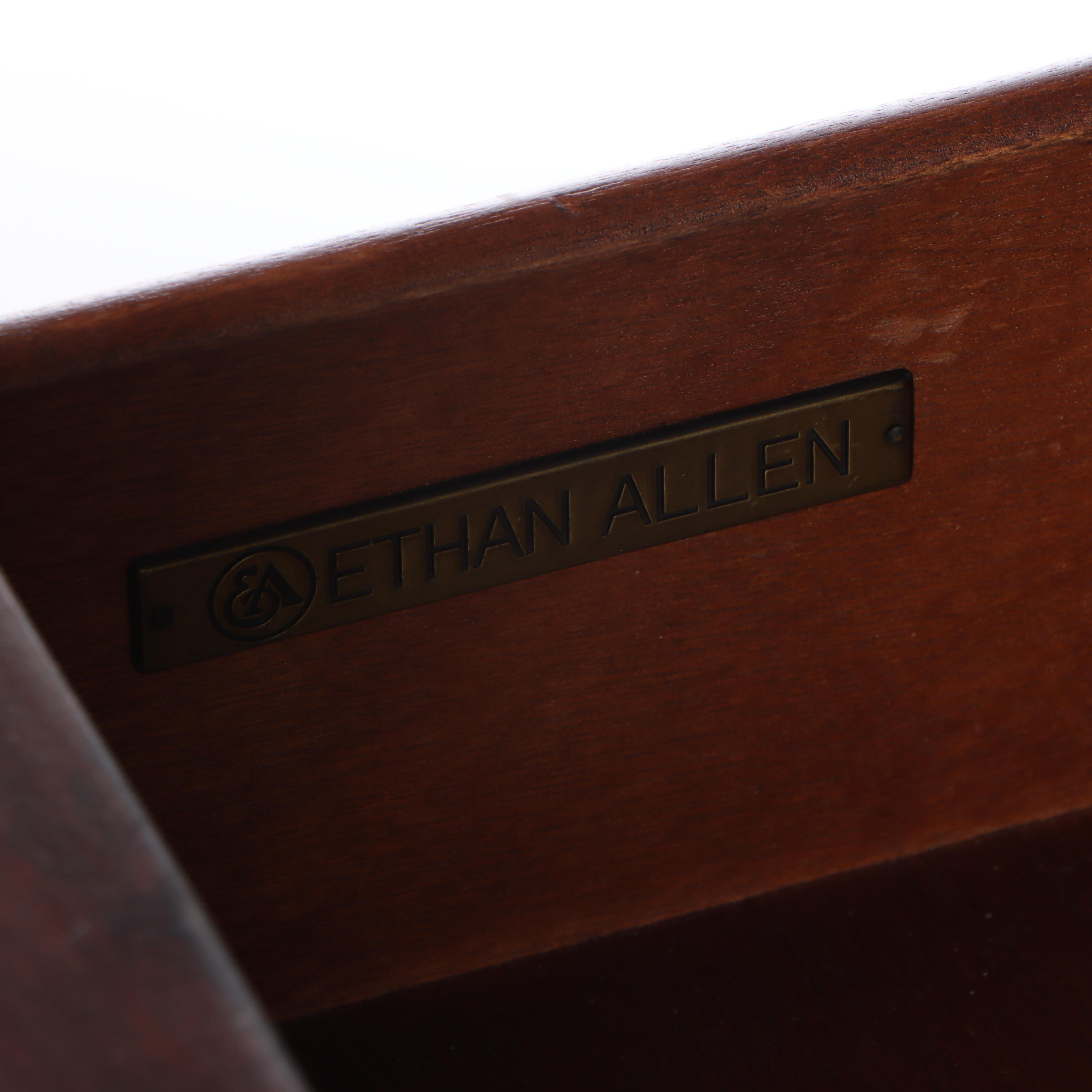 Ethan Allen "Lucca" Hardwood and Parcel-Ebonized Serpentine Four-Drawer Chest