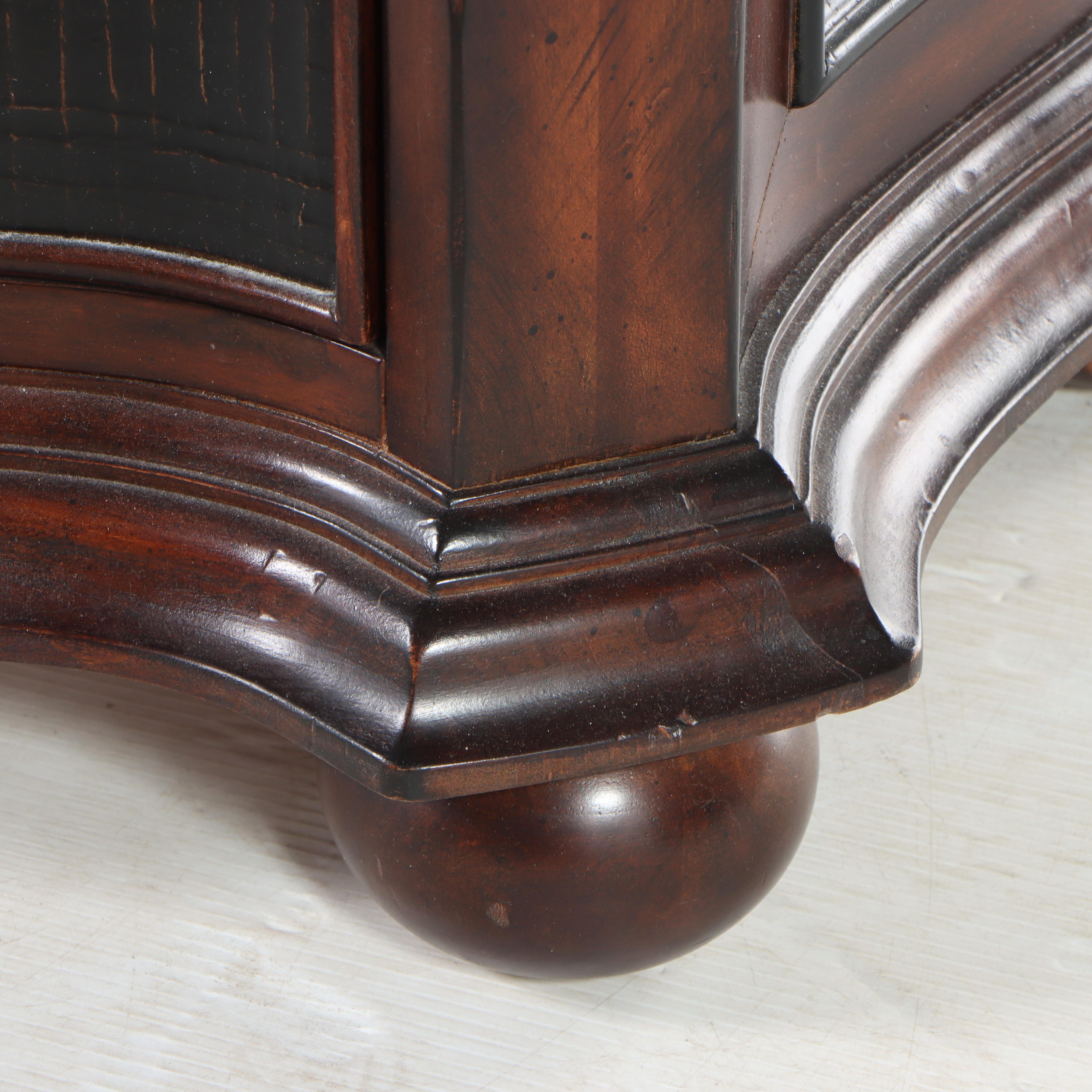 Ethan Allen "Lucca" Hardwood and Parcel-Ebonized Serpentine Four-Drawer Chest