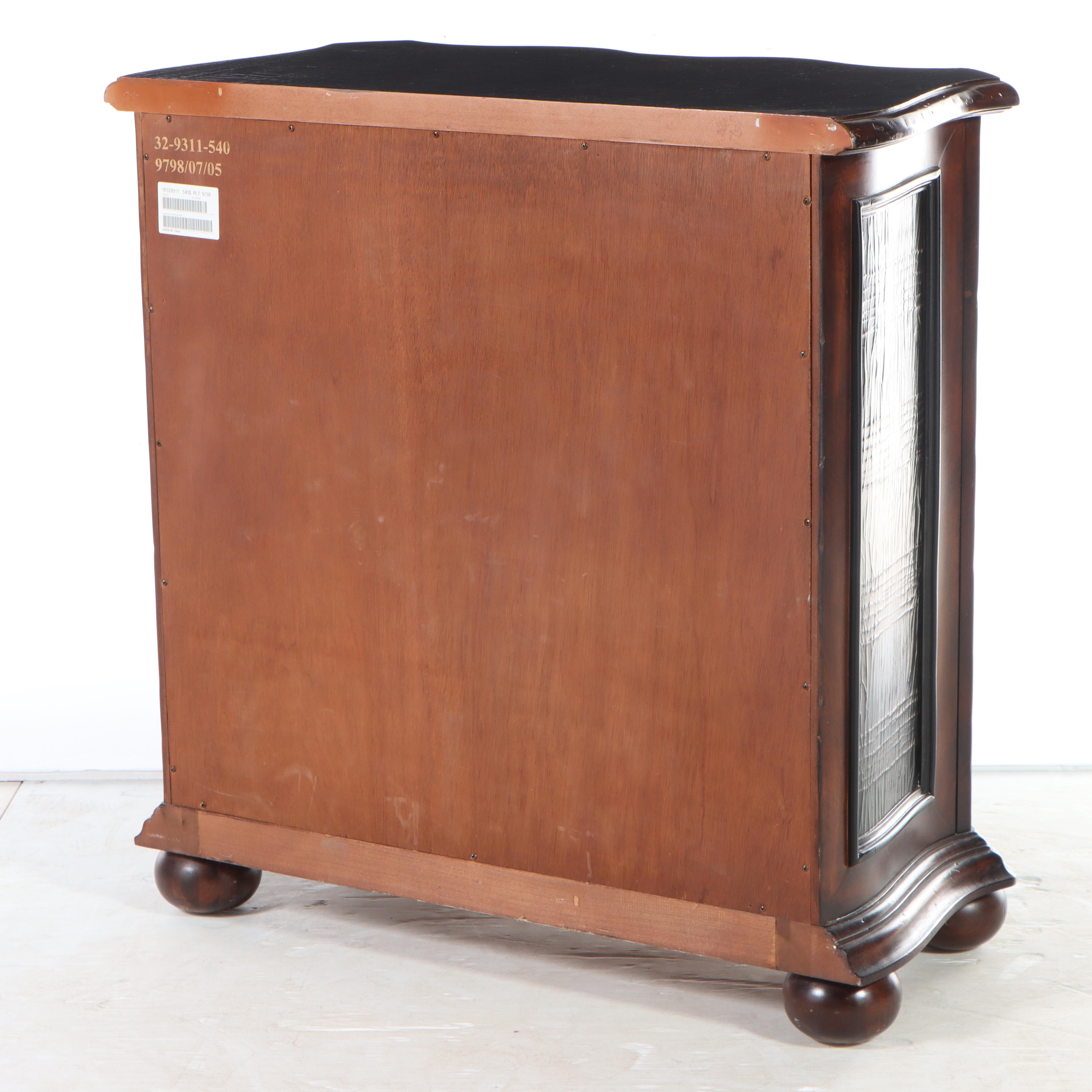 Ethan Allen "Lucca" Hardwood and Parcel-Ebonized Serpentine Four-Drawer Chest