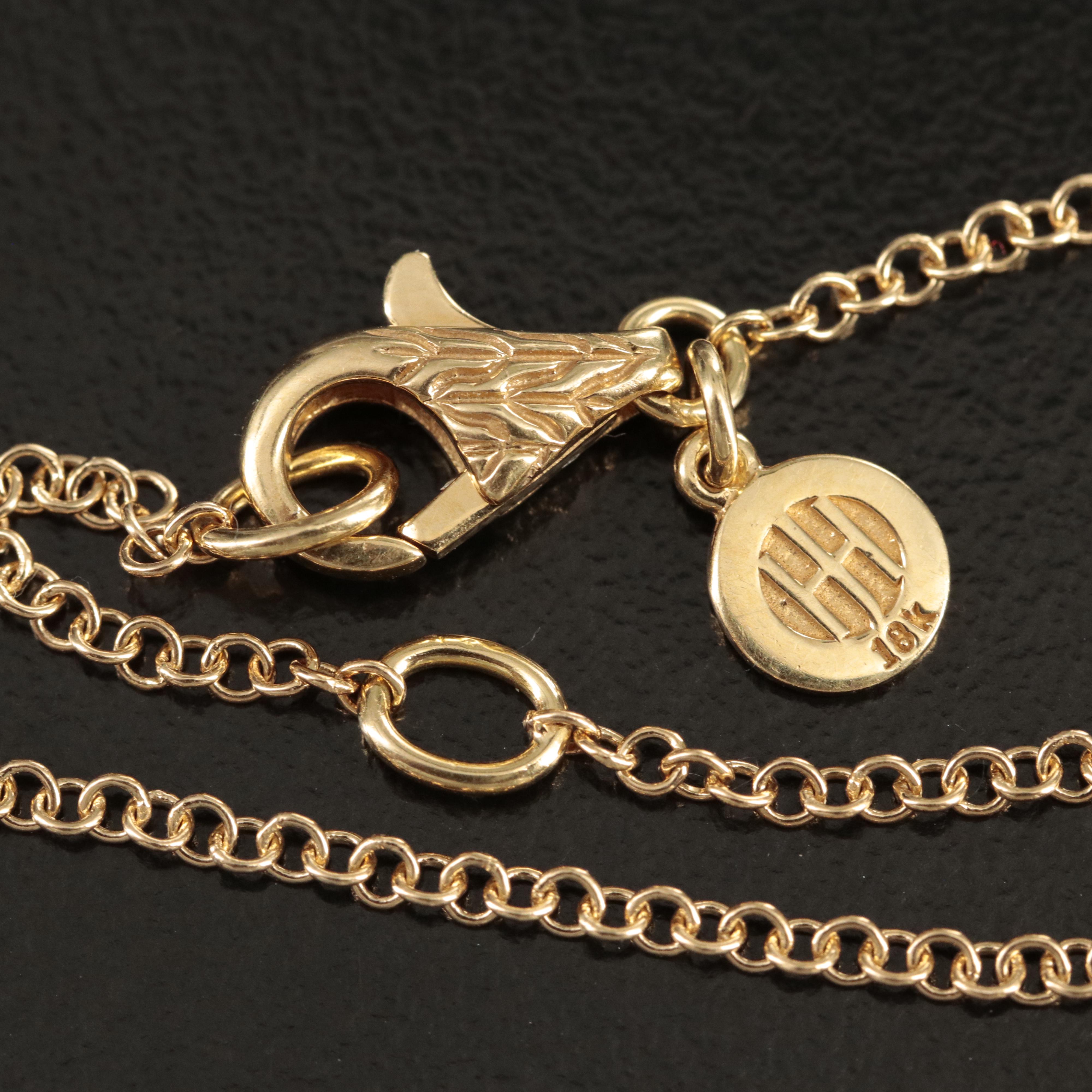 John Hardy "Classic Chain" 18K 0.13 CTW Diamond Cross Neckalce