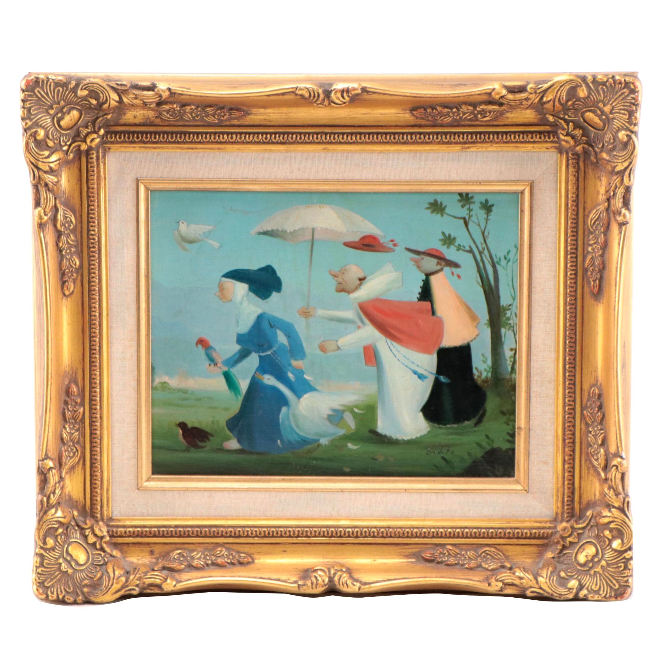 Pietro Ardito Oil Painting of Religious Figures Running