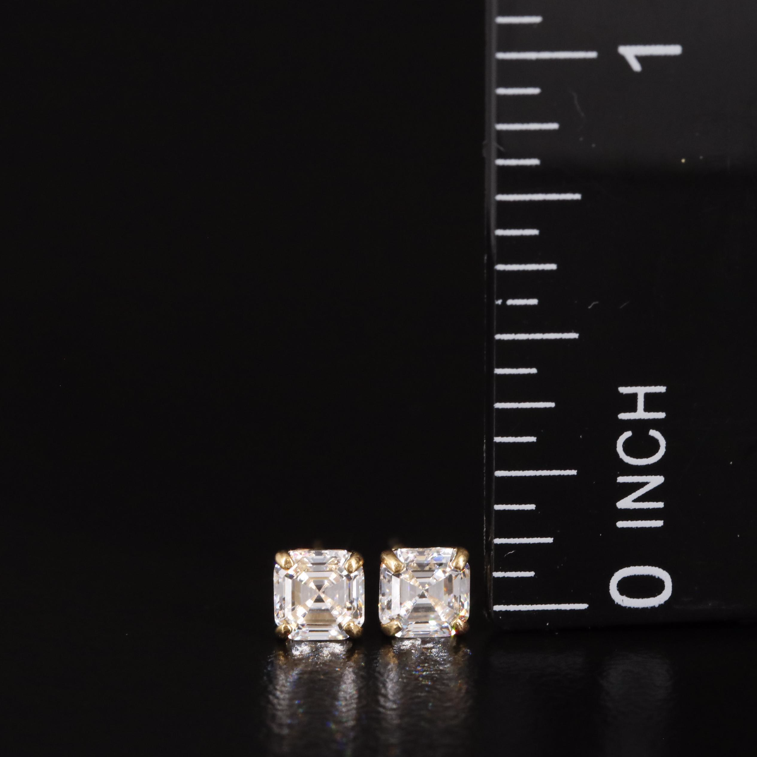 14K Cubic Zirconia Square Stud Earrings